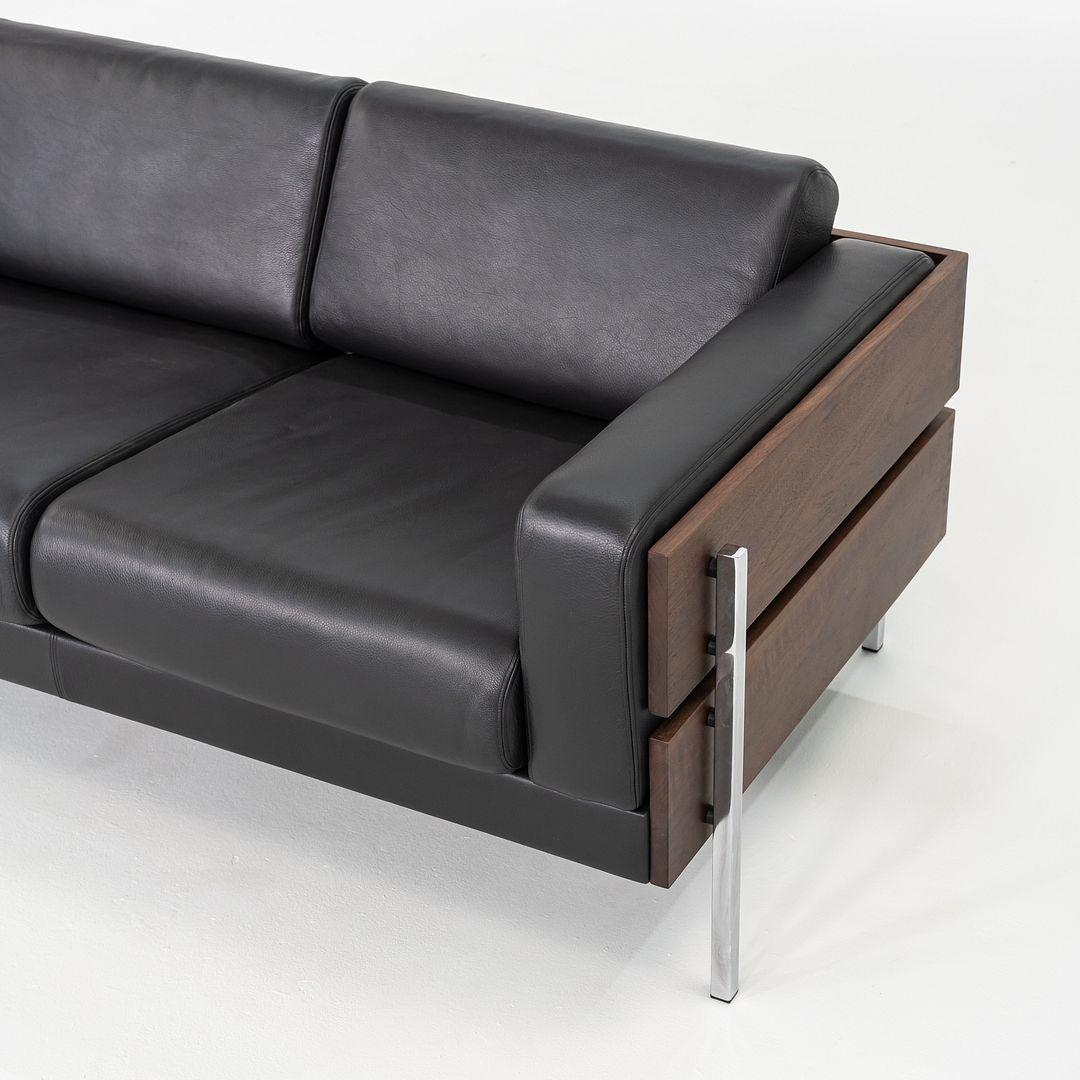 2024 Robin Day for Case Three Seat Forum Sofa in Walnut and Black Leather For Sale 2
