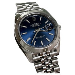 Rolex 126300 Jubiläum Datejust 41 Blaues Zifferblatt Edelstahl Box Papiere 2024