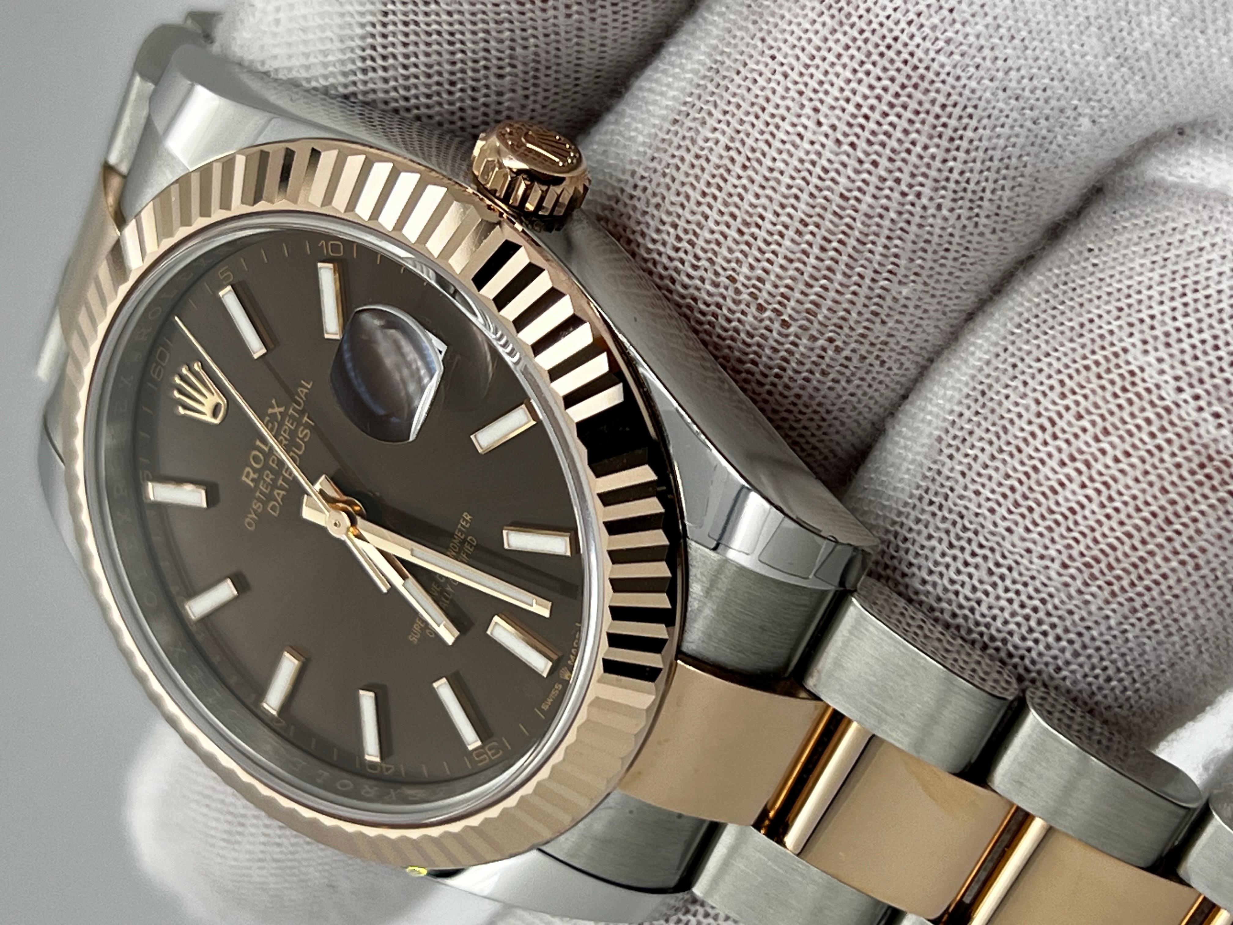 2024 Rolex 126331 Datejust 41 Schokoladen Zifferblatt 18K Roségold Stahl Box Papier 1