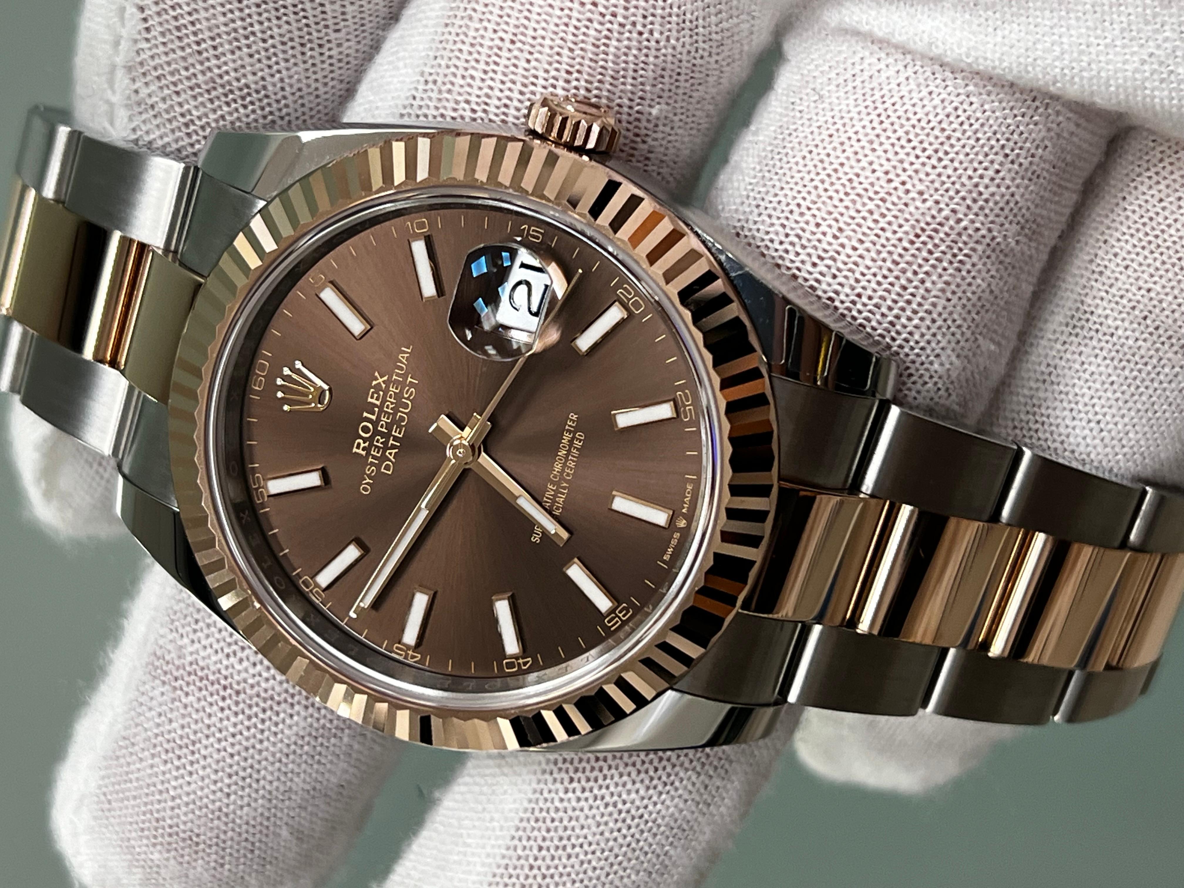 2024 Rolex 126331 Datejust 41 Schokoladen Zifferblatt 18K Roségold Stahl Box Papier 5