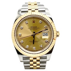 2024 Rolex 126333 Datejust 41 Champagne Diamond Dial 18K Gold Steel Box Papers
