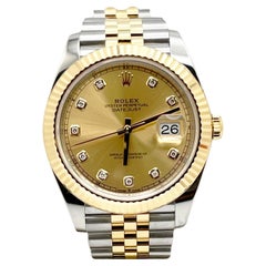 2024 Rolex 126333 Datejust 41 Champagner Diamant-Zifferblatt 18K Gold Stahl Box Papiere