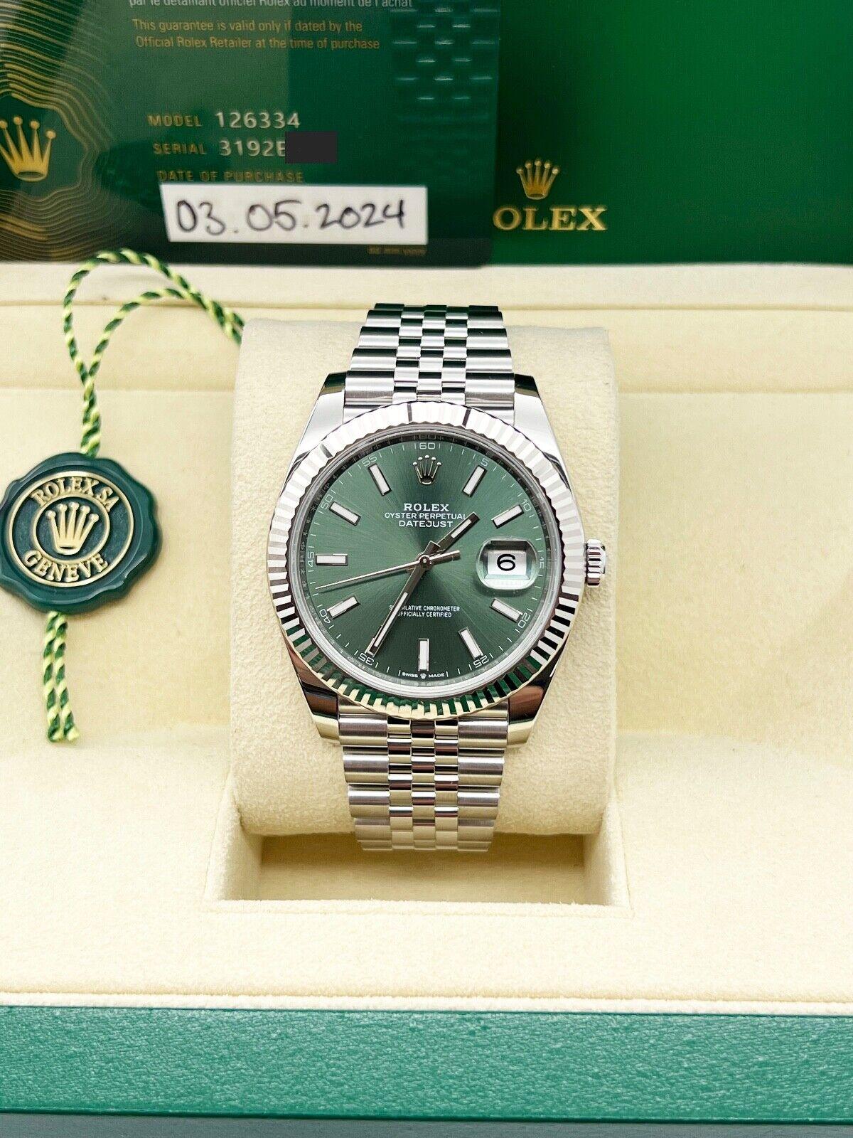 2024 Rolex 126334 Datejust 41 Mint Green Dial Steel & 18K Gold Box Paper Jubilee 3