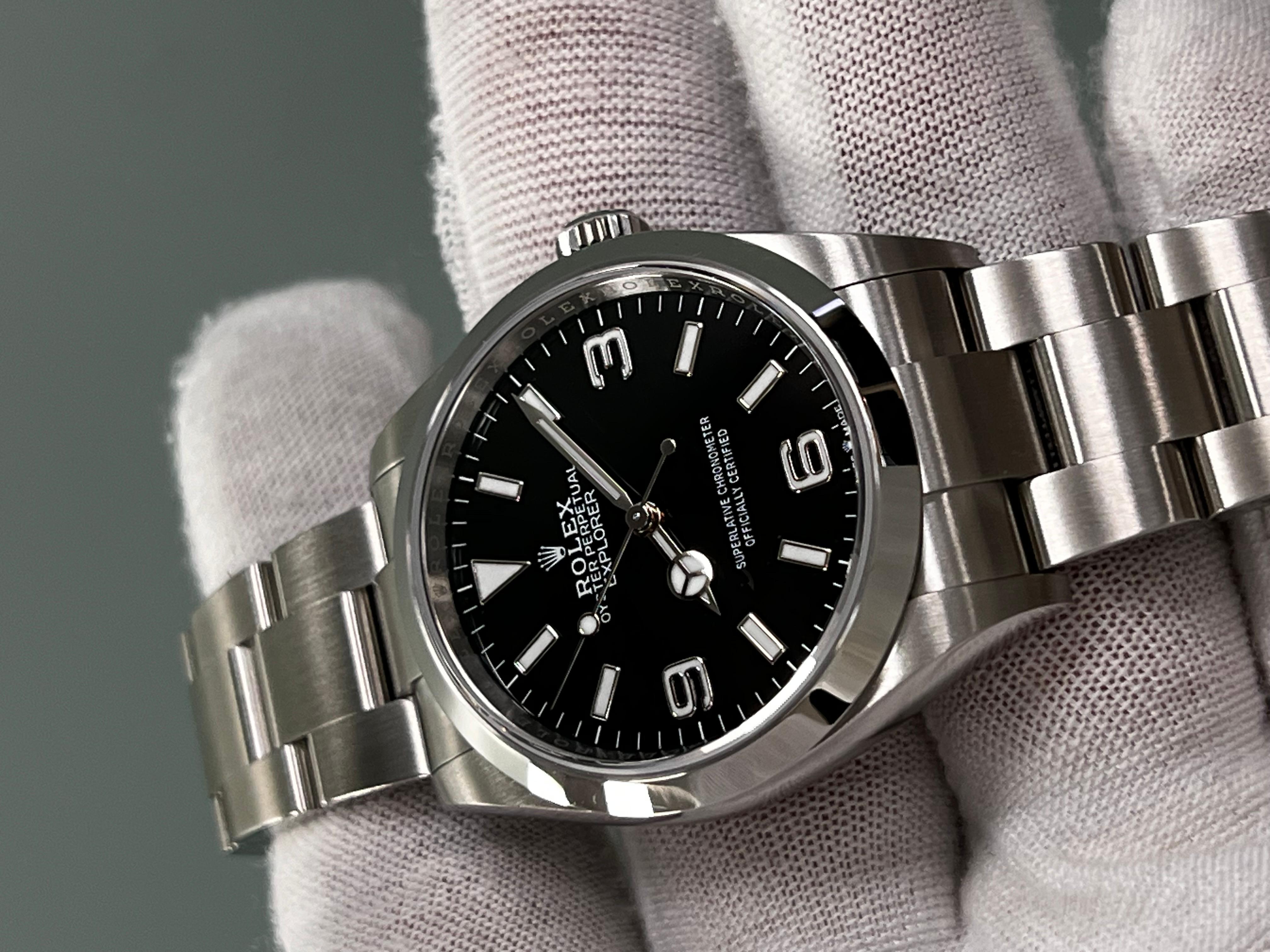 2024 Rolex 36mm 124270 Explorer Schwarzes Zifferblatt Edelstahl Box Papier 4