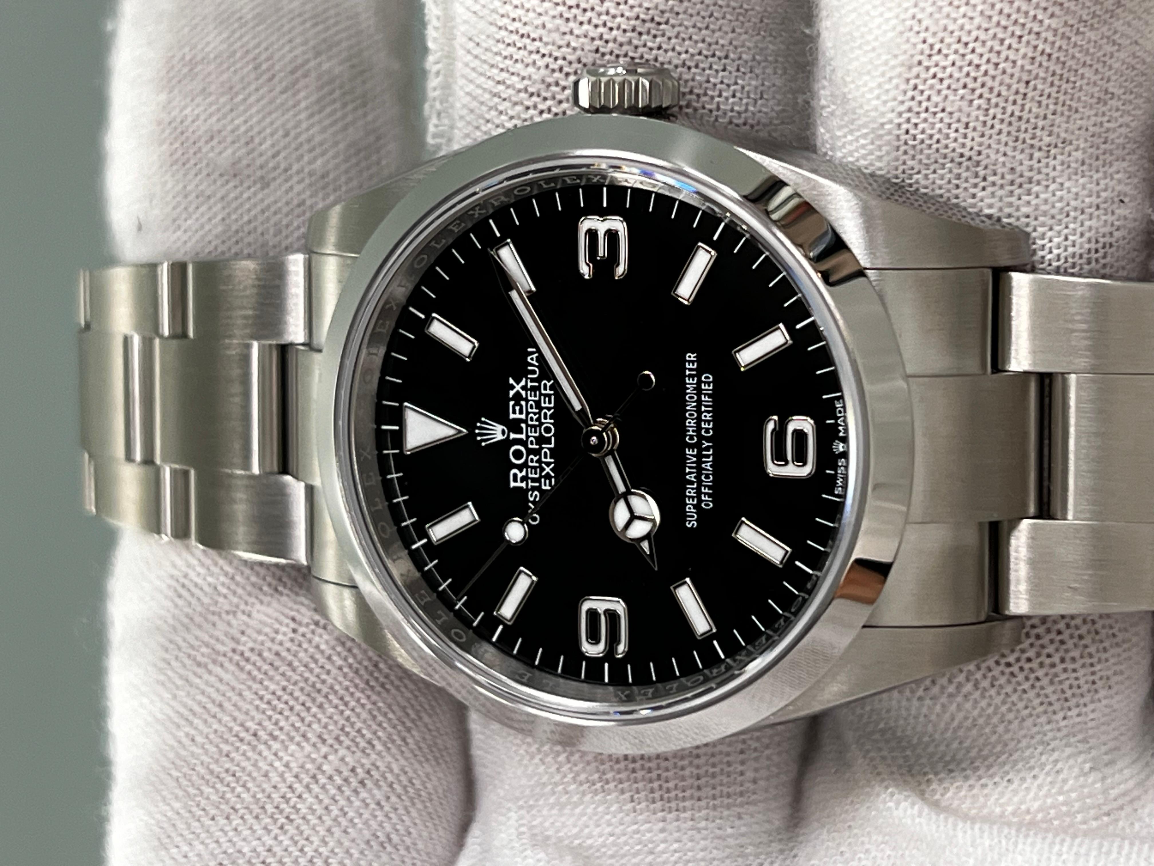 2024 Rolex 36mm 124270 Explorer Schwarzes Zifferblatt Edelstahl Box Papier 5