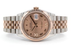 2024 Rolex Datejust 126231 18k Rose Gold & Stainless 36mm Roman Diamond Dial BNP