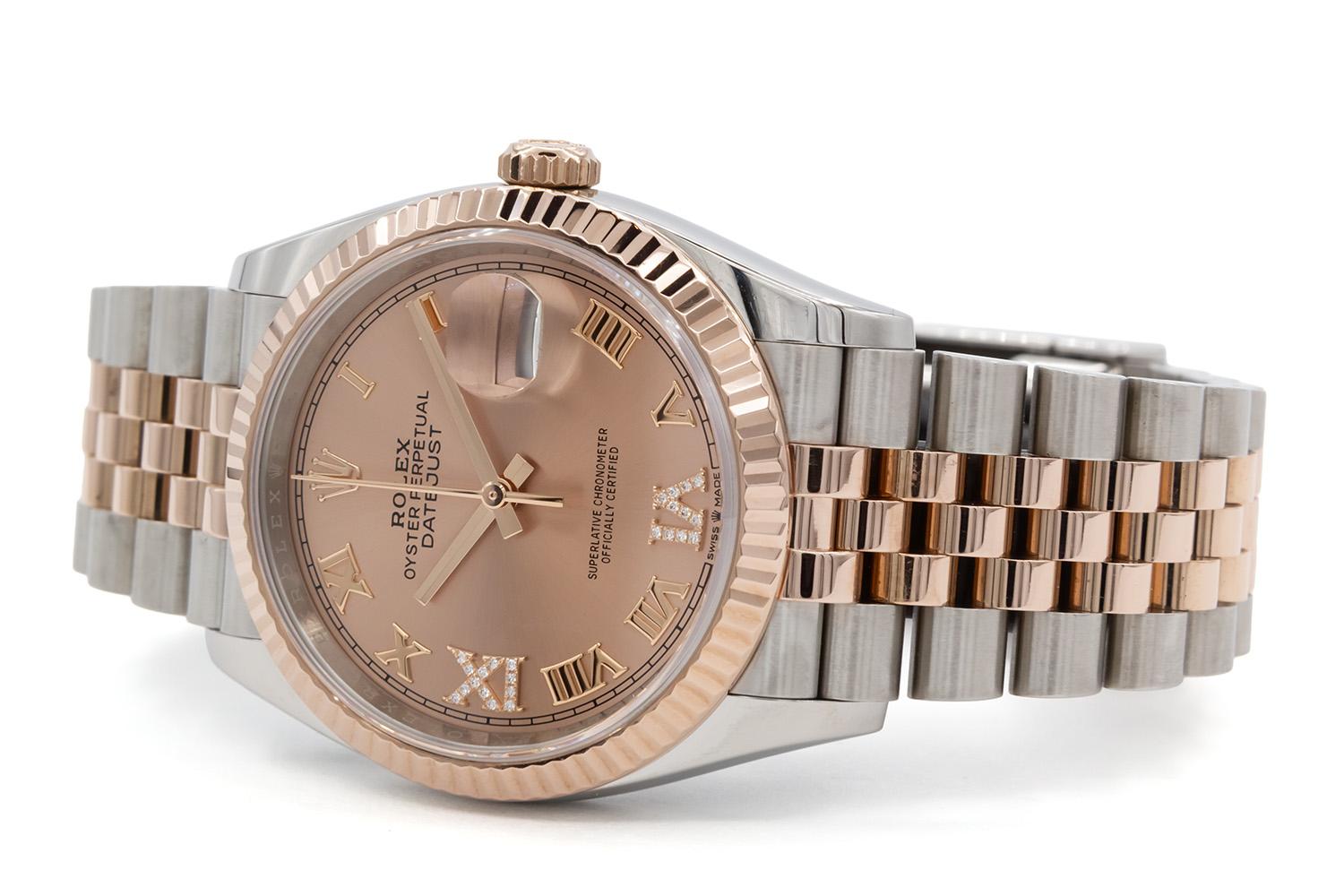 2024 Rolex Datejust 126231 18k Rose Gold & Edelstahl 36mm römischen Diamant-Zifferblatt BNP (Zeitgenössisch) im Angebot