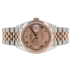 2024 Rolex Datejust 126231 18k Rose Gold & Stainless 36mm Roman Diamond Dial BNP