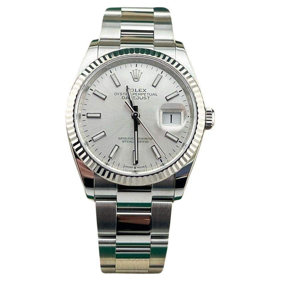 2024 Rolex Datejust 126234 36mm Esfera plateada Acero inoxidable Caja de oro de 18 quilates Papel