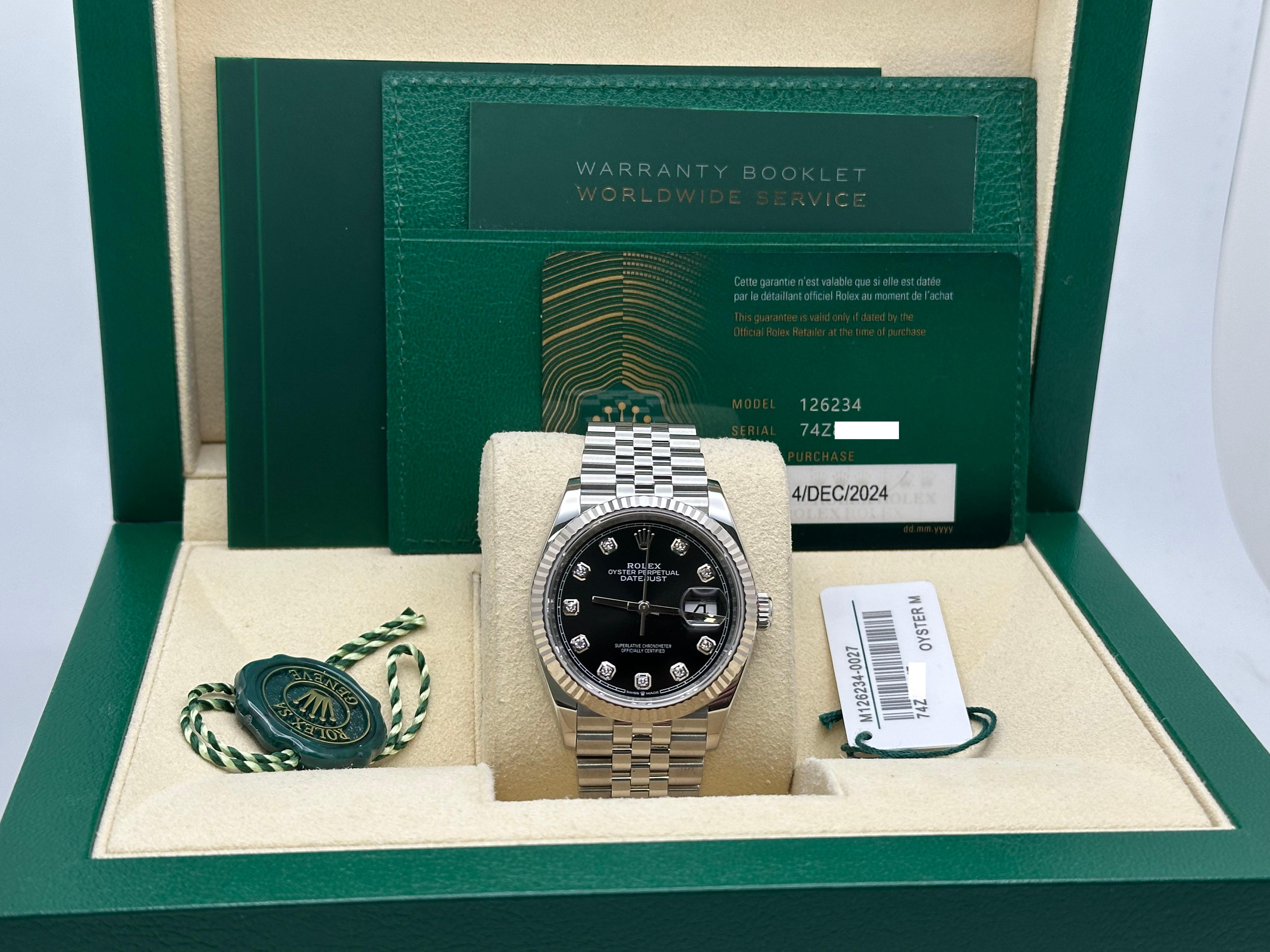 2024 Rolex Datejust 126234 Quadrante Nero Diamante Acciaio Inox Scatola Giubileo Carta in vendita 5