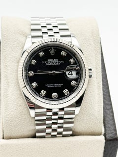 2024 Rolex Datejust 126234 Quadrante Nero Diamante Acciaio Inox Scatola Giubileo Carta