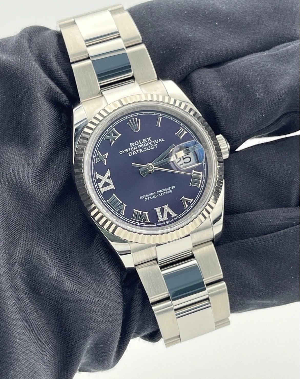 2024 Rolex Datejust 126234 Púrpura Berenjena Diamante 36mm Acero inoxidable Jubileo en venta 6