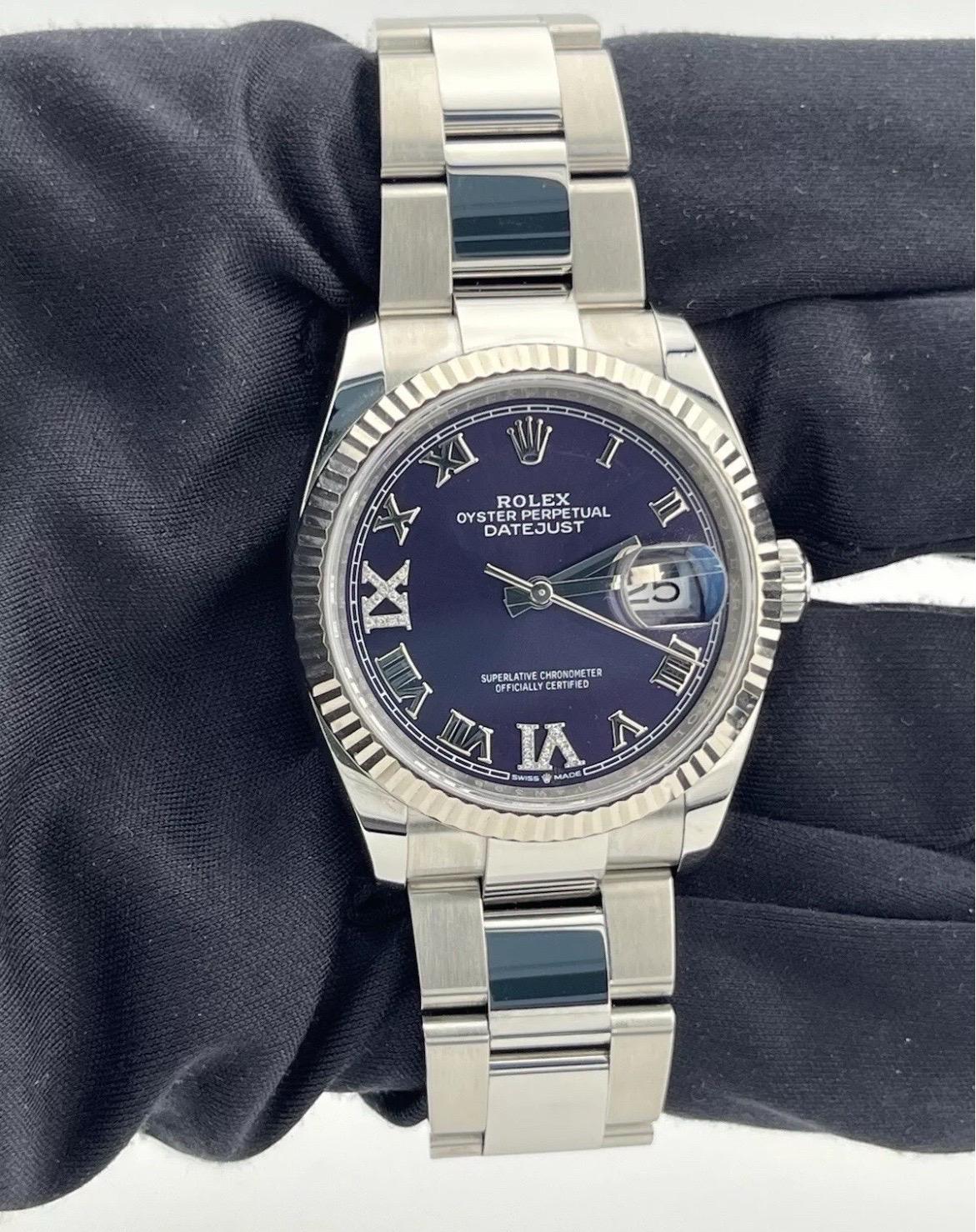 2024 Rolex Datejust 126234 Púrpura Berenjena Diamante 36mm Acero inoxidable Jubileo en venta 7