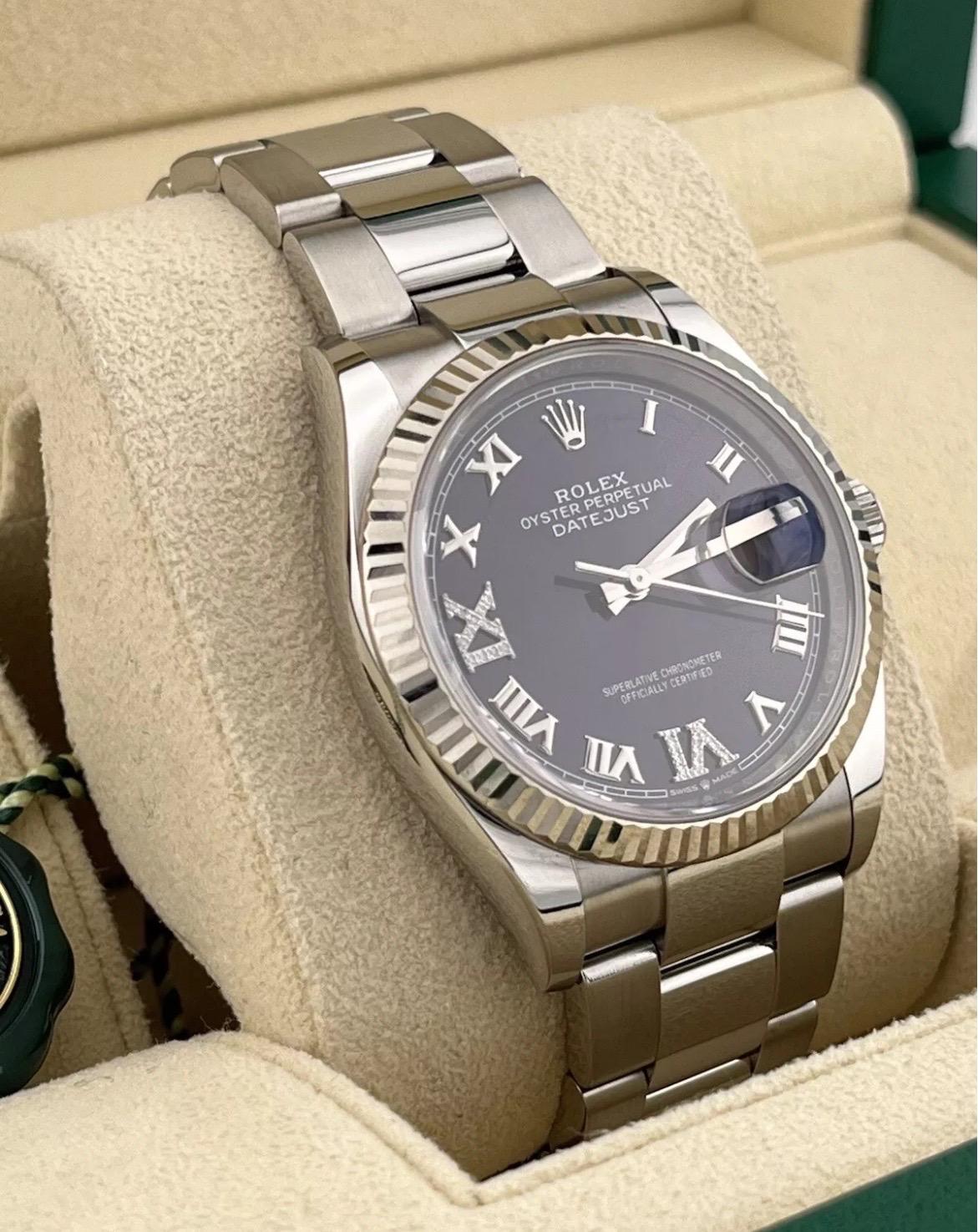 2024 Rolex Datejust 126234 Púrpura Berenjena Diamante 36mm Acero inoxidable Jubileo Corte redondo en venta