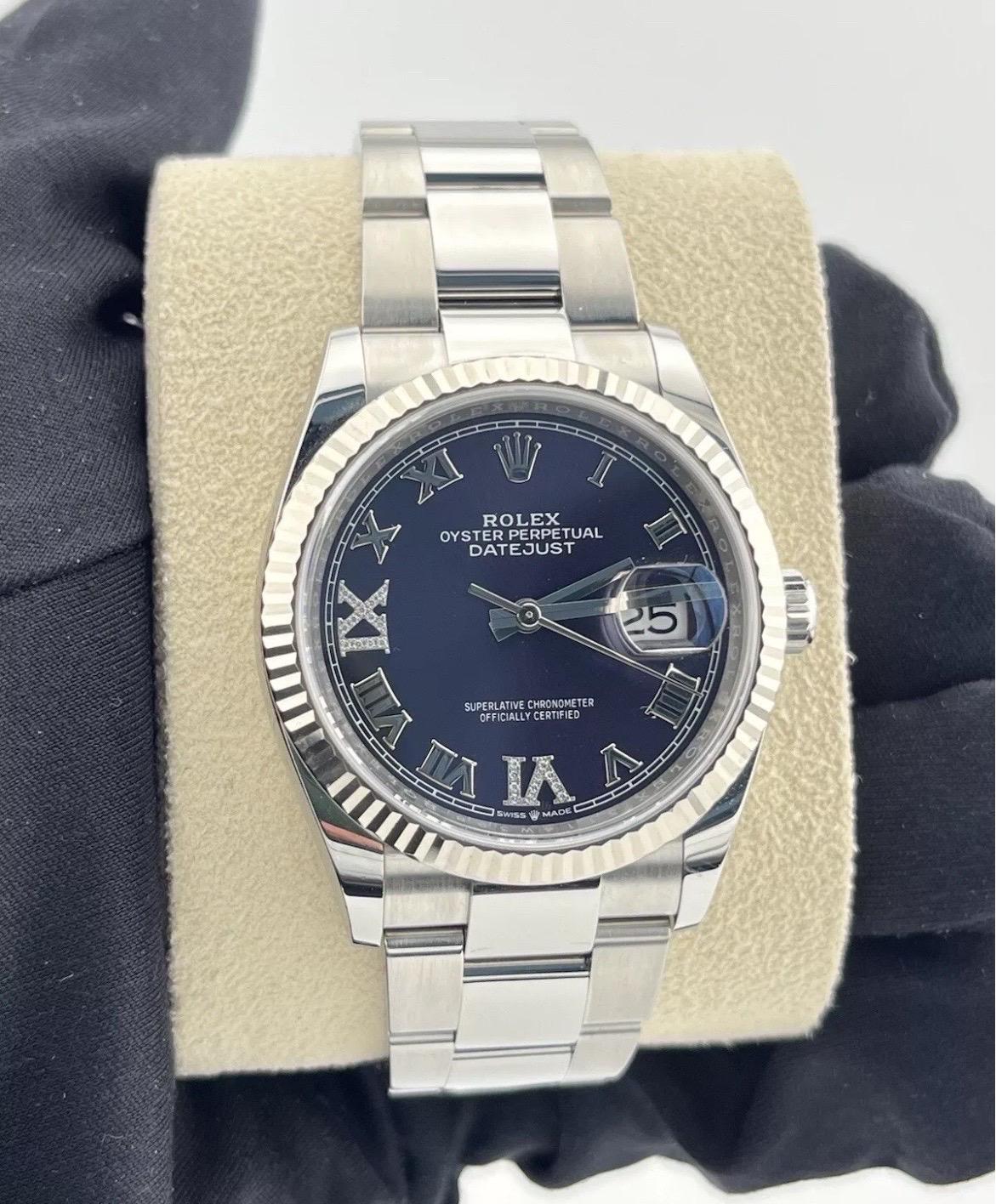 Femenino o masculino 2024 Rolex Datejust 126234 Púrpura Berenjena Diamante 36mm Acero inoxidable Jubileo en venta