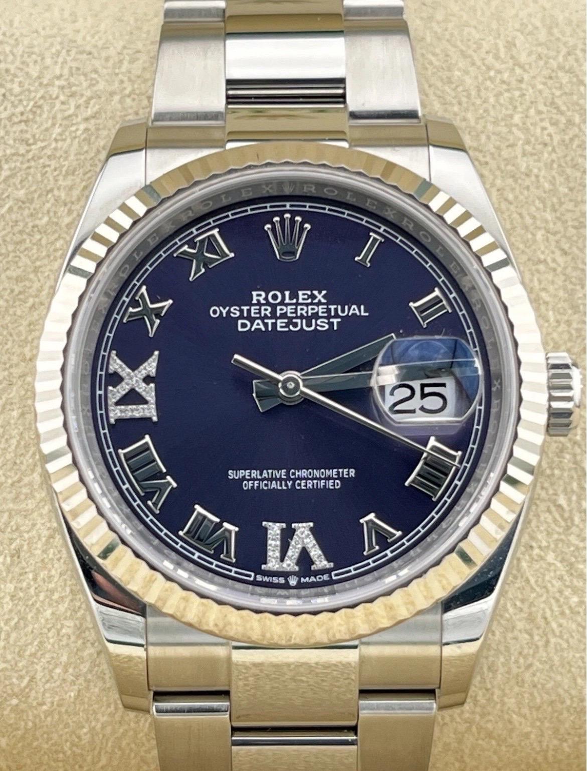 2024 Rolex Datejust 126234 Púrpura Berenjena Diamante 36mm Acero inoxidable Jubileo en venta 3