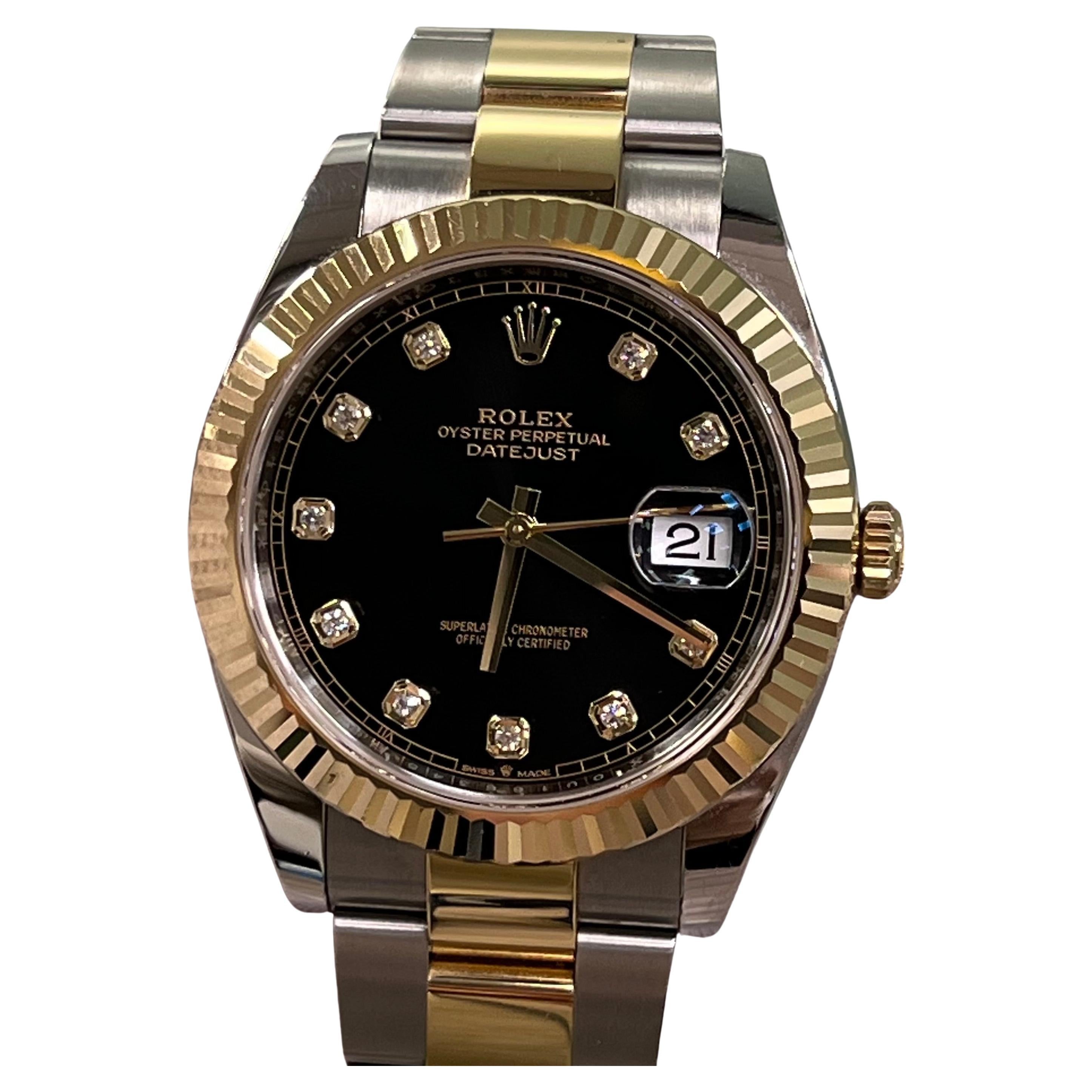 2024 Rolex Datejust 41 126333 Esfera Diamante Negro Oro Amarillo 18K Caja Acero Papel