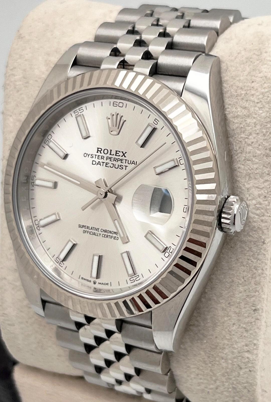 Men's 2024 Rolex Datejust 41 126334 Silver Dial Steel 18K Gold Box Paper Jubilee Band For Sale