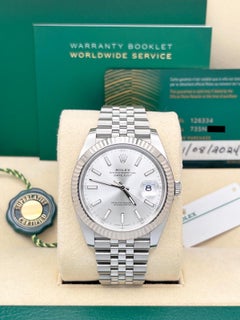Used 2024 Rolex Datejust 41 126334 Silver Dial Steel 18K Gold Box Paper Jubilee Band