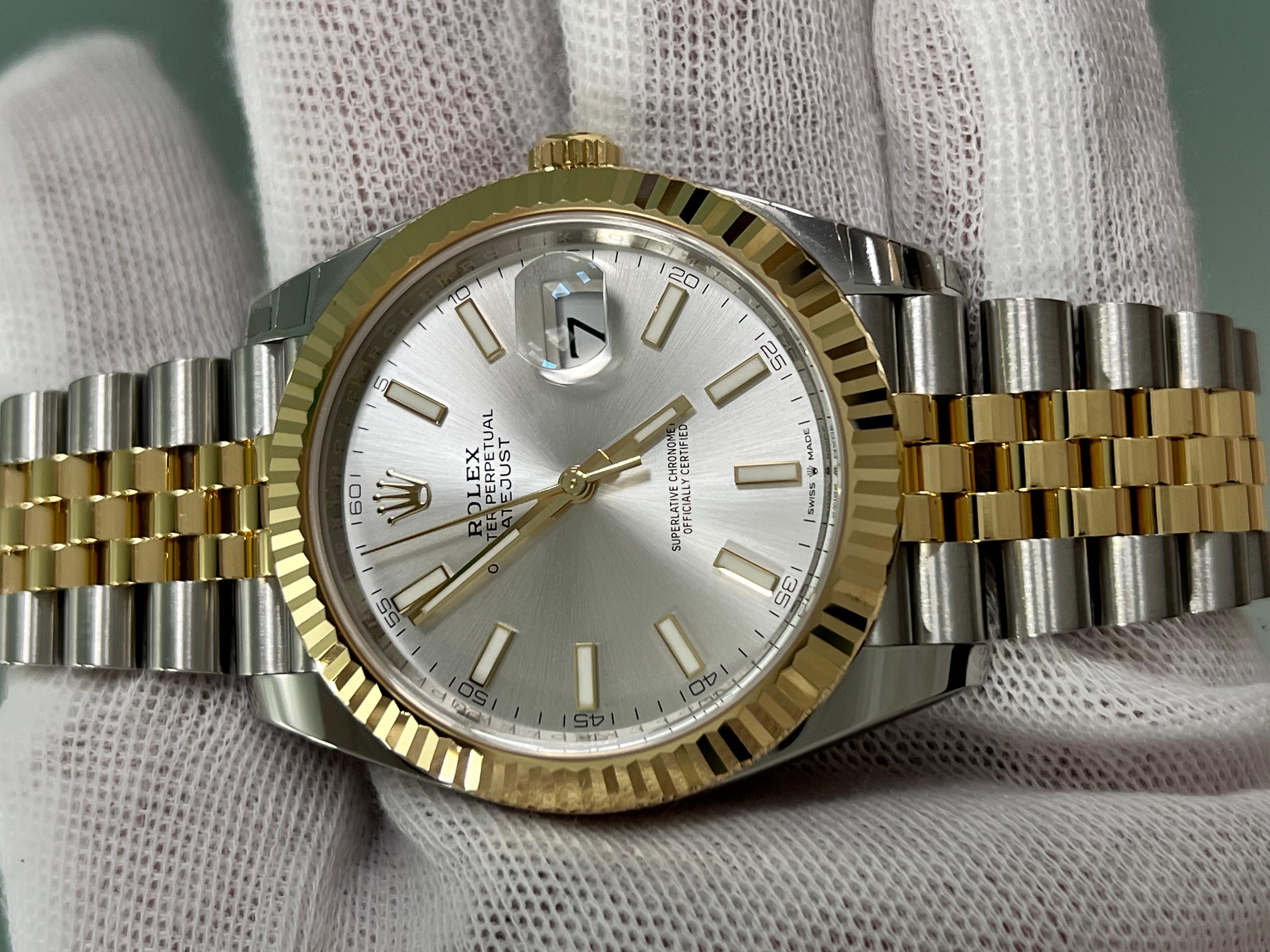 2024 Rolex Datejust 41 Silver Dial 126333 18K Yellow Gold Steel Box Paper 4