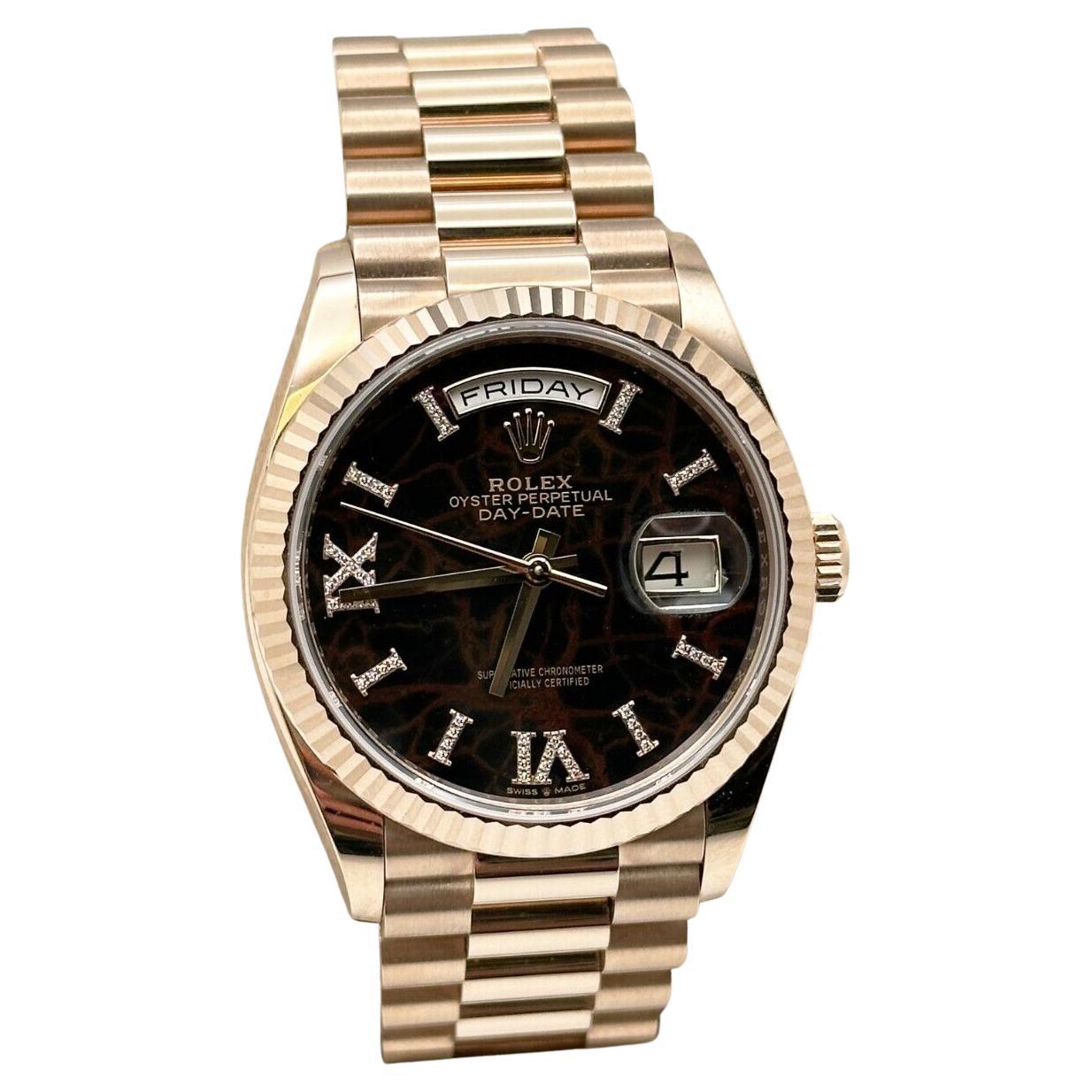 2024 Rolex Day Date President 128235 Eisenkiesel DIamond 18k Rose Gold Box Paper