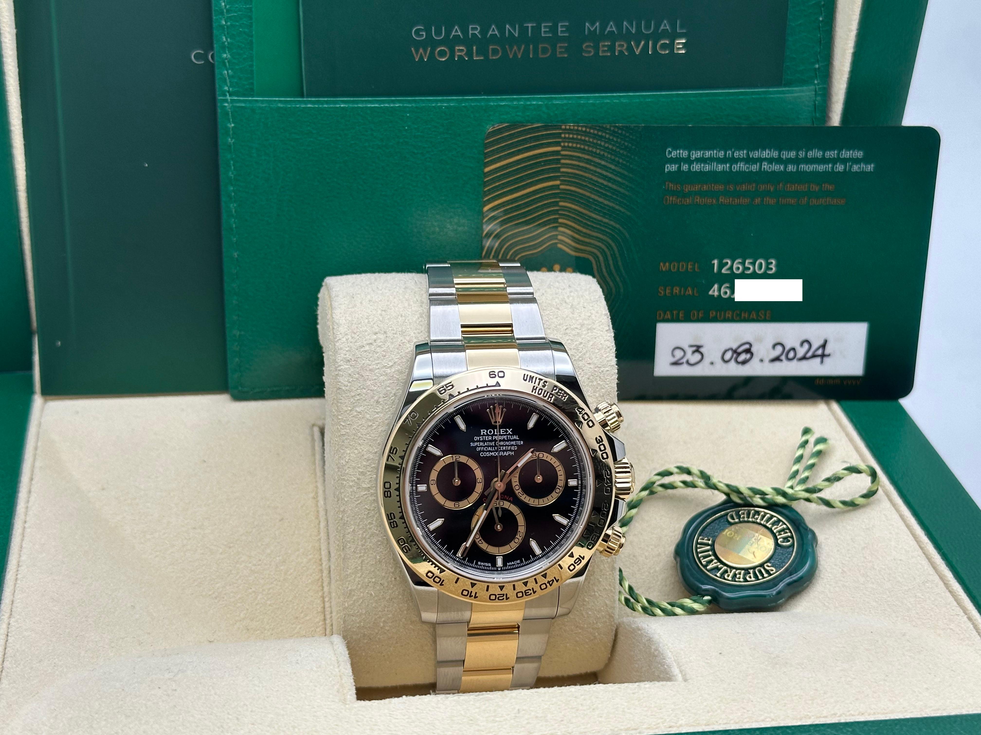 2024 Rolex Daytona 126503 Black Dial 18K Yellow Gold Stainless Steel Box Paper en venta 4