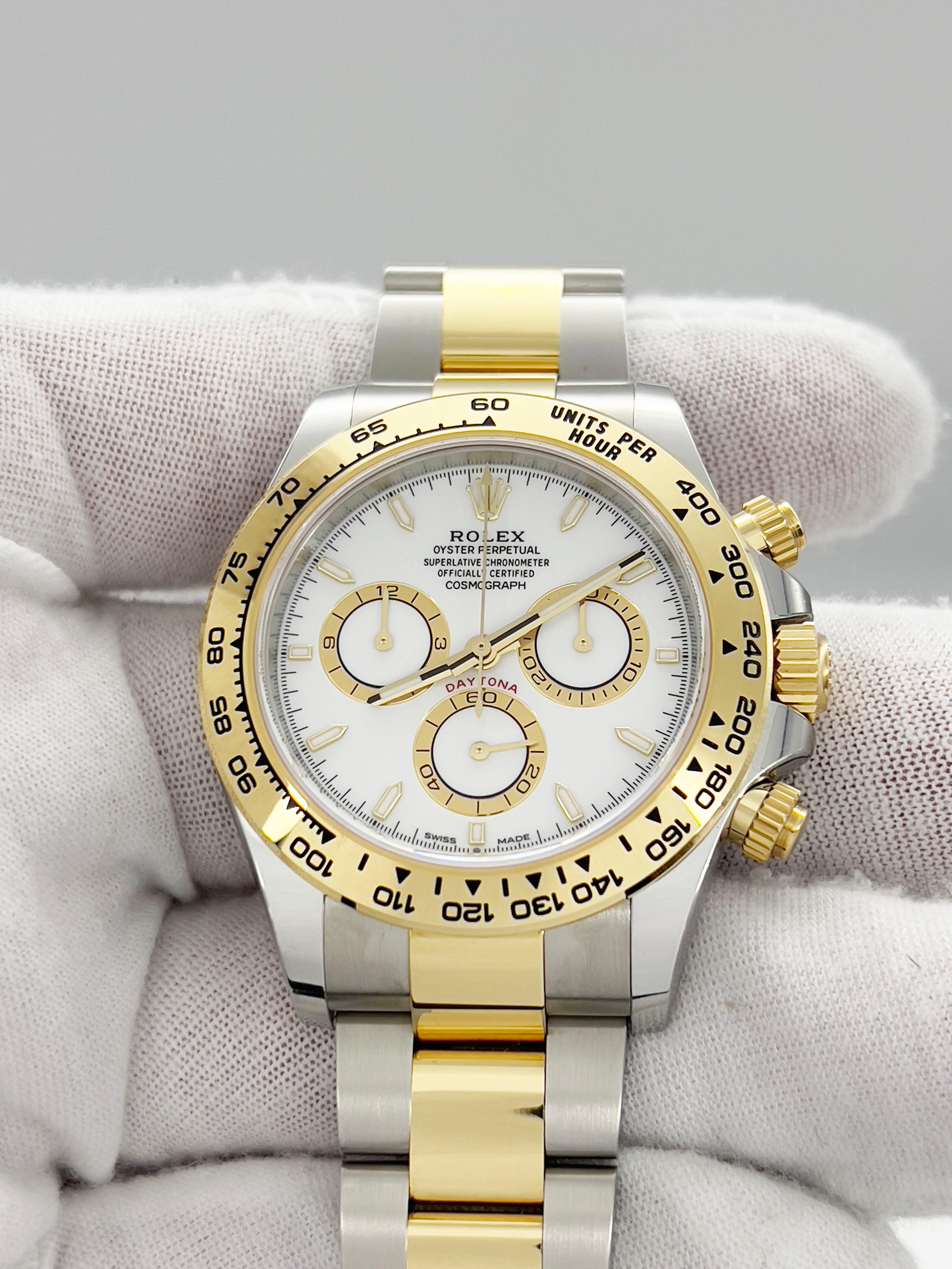 2024 Rolex Daytona 126503 White Dial 18K Yellow Gold Stainless Box Paper In Excellent Condition In San Diego, CA