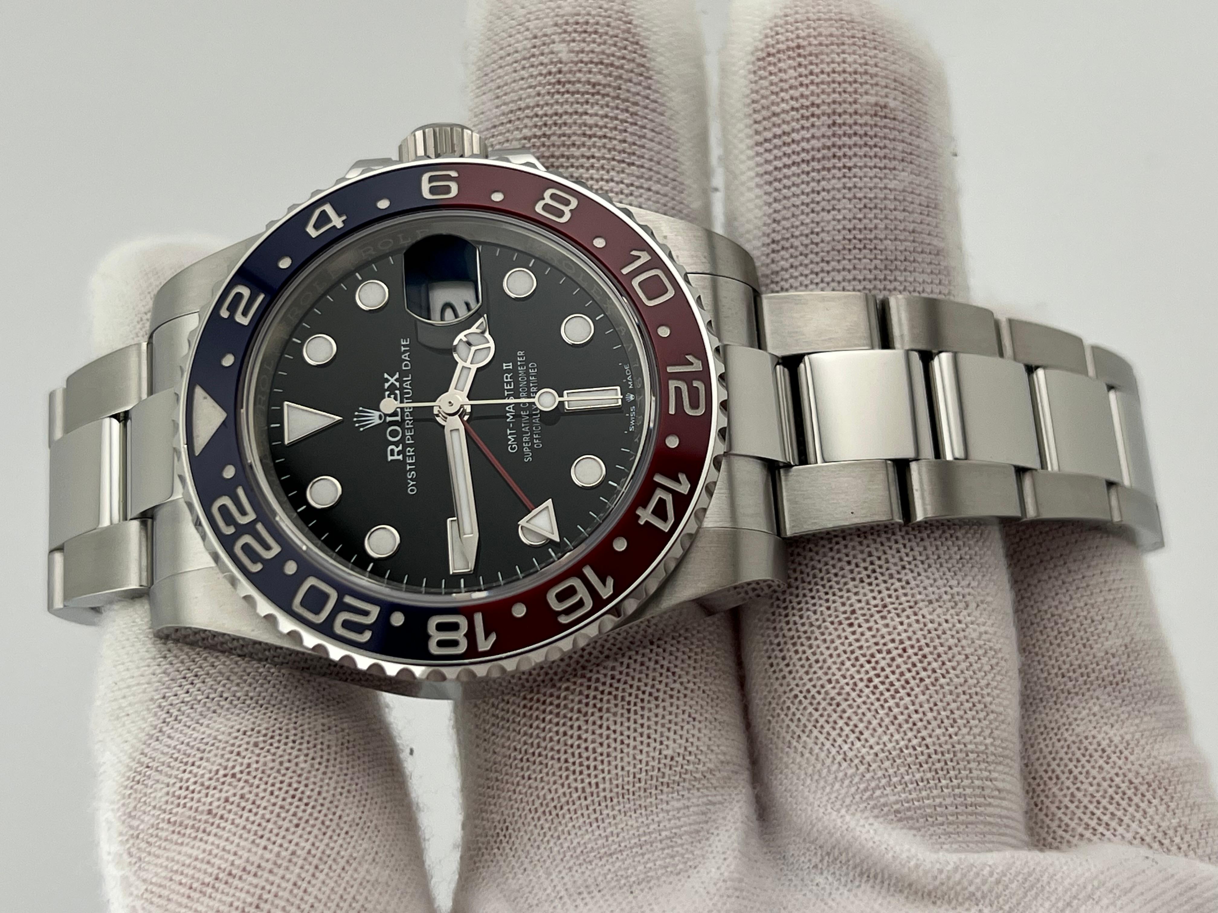 Men's 2024 Rolex GMT Master II Pepsi 126710BLRO Red and Blue Ceramic Steel Box Paper