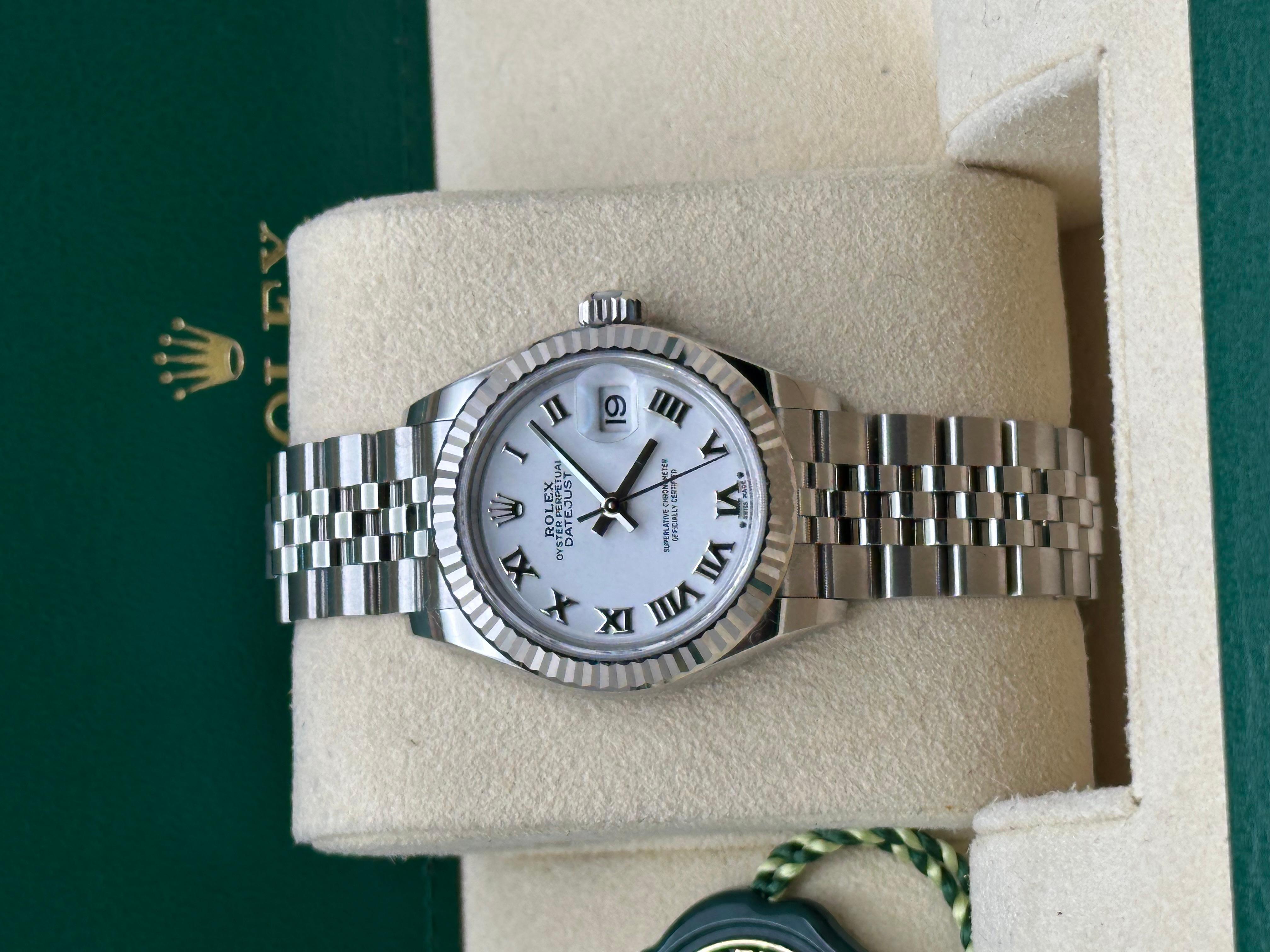 Rolex Datejust 279174 28 mm, boîte de célébration en acier inoxydable romain blanc, pour femmes 2024