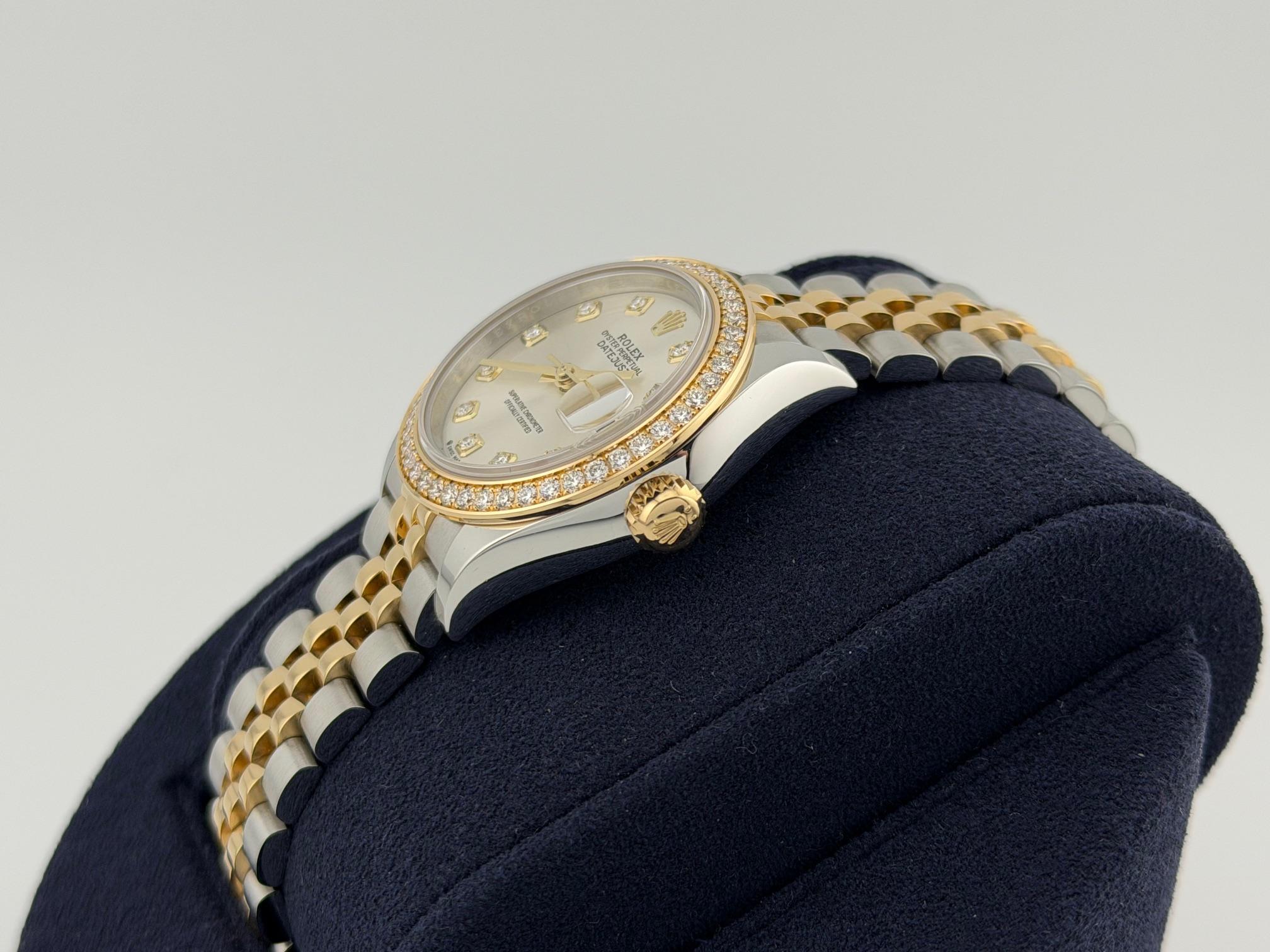 2024 Rolex Ladies Datejust 279383RBR 28mm Diamant Lünette Diamant Zifferblatt Box Papier im Zustand „Hervorragend“ im Angebot in San Diego, CA