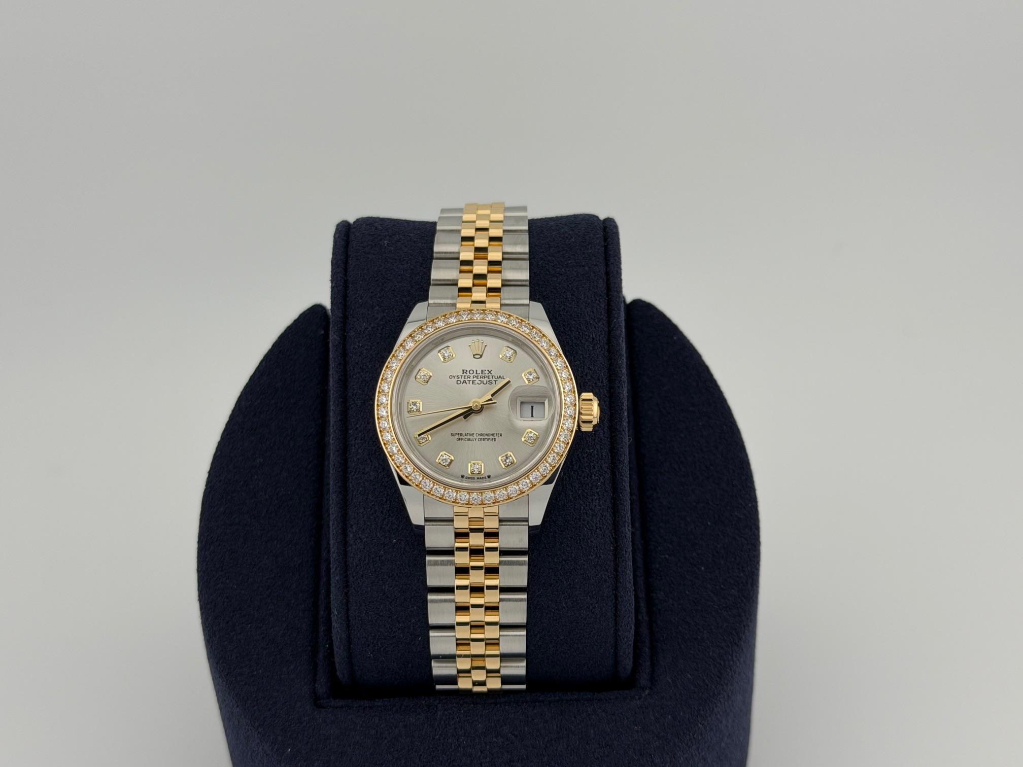 2024 Rolex Ladies Datejust 279383RBR 28mm Diamant Lünette Diamant Zifferblatt Box Papier im Angebot 1