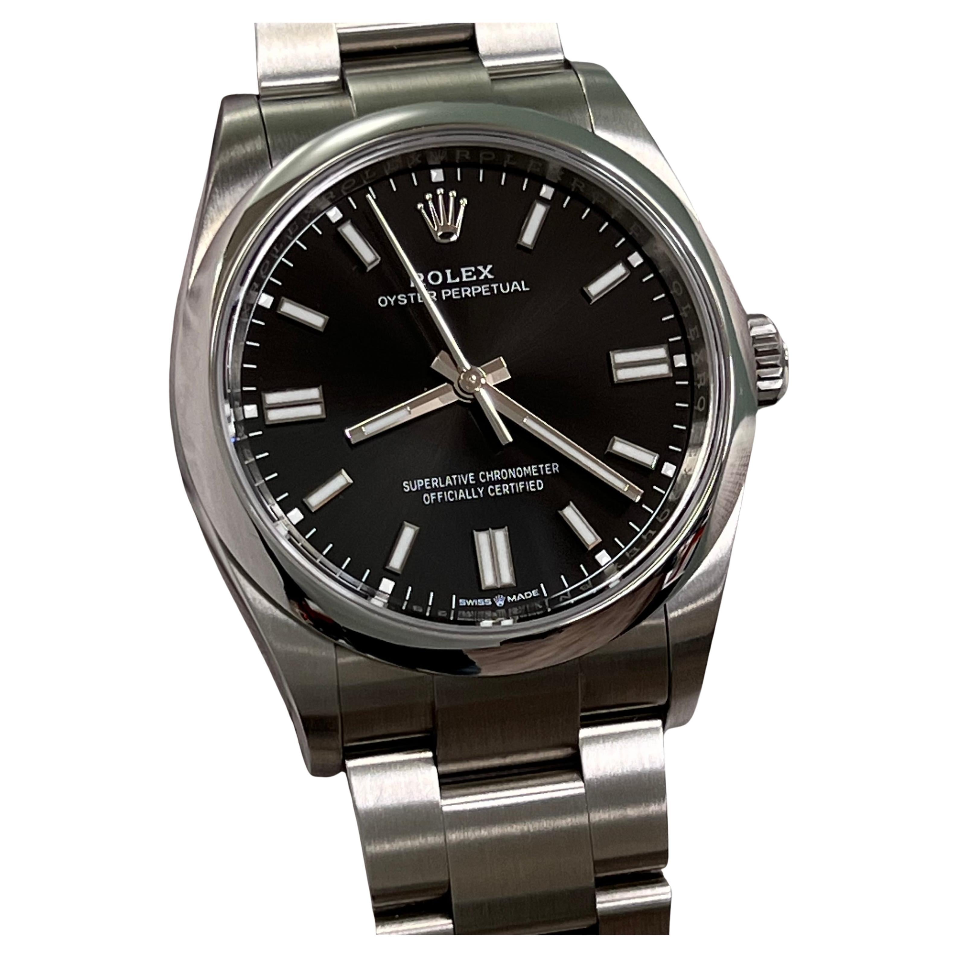 2024 Rolex Oyster Perpetual 126000 36mm Schwarzes Zifferblatt Edelstahl Box Papier