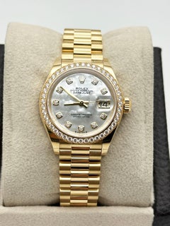 2024 Rolex President 279138RBR MOP Quadrante di diamanti Lunetta di diamanti Oro giallo 18 carati