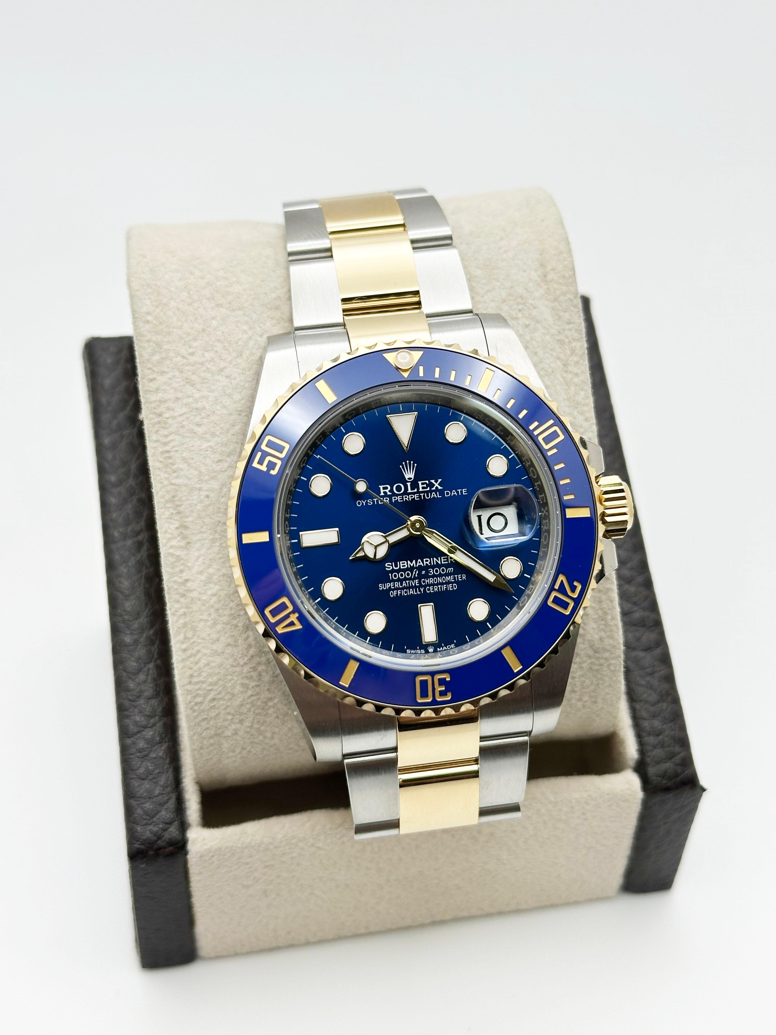 Men's 2024 Rolex Submariner 126613LB 41mm Blue Ceramic 18K Gold Stainless Box Paper For Sale