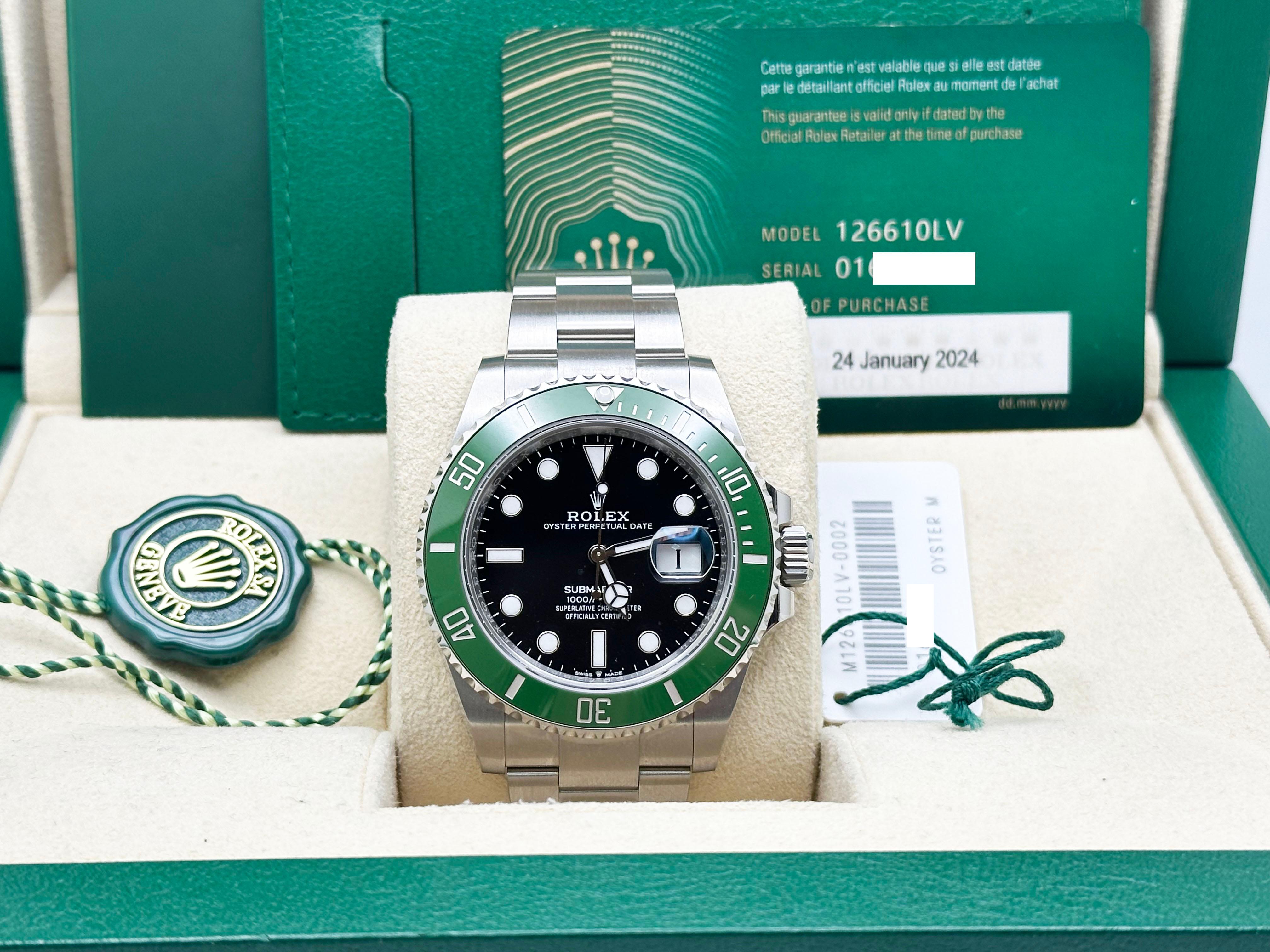 2024 Rolex Submariner Starbucks 126610LV Lunetta in ceramica verde Scatola di carta inossidabile In condizioni ottime in vendita a San Diego, CA