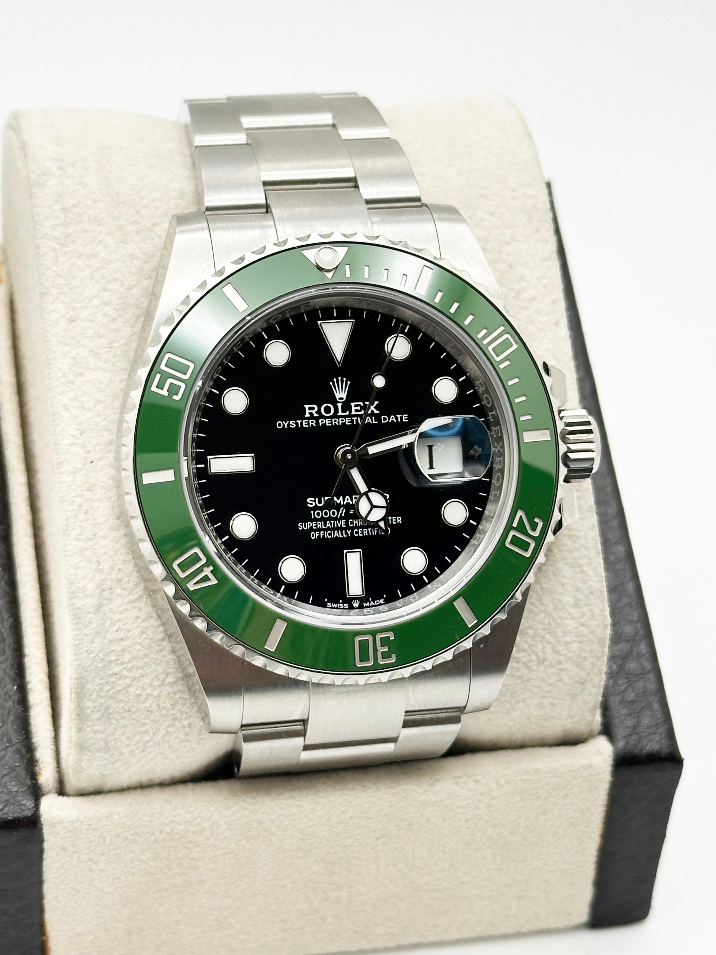 Uomo 2024 Rolex Submariner Starbucks 126610LV Lunetta in ceramica verde Scatola di carta inossidabile in vendita