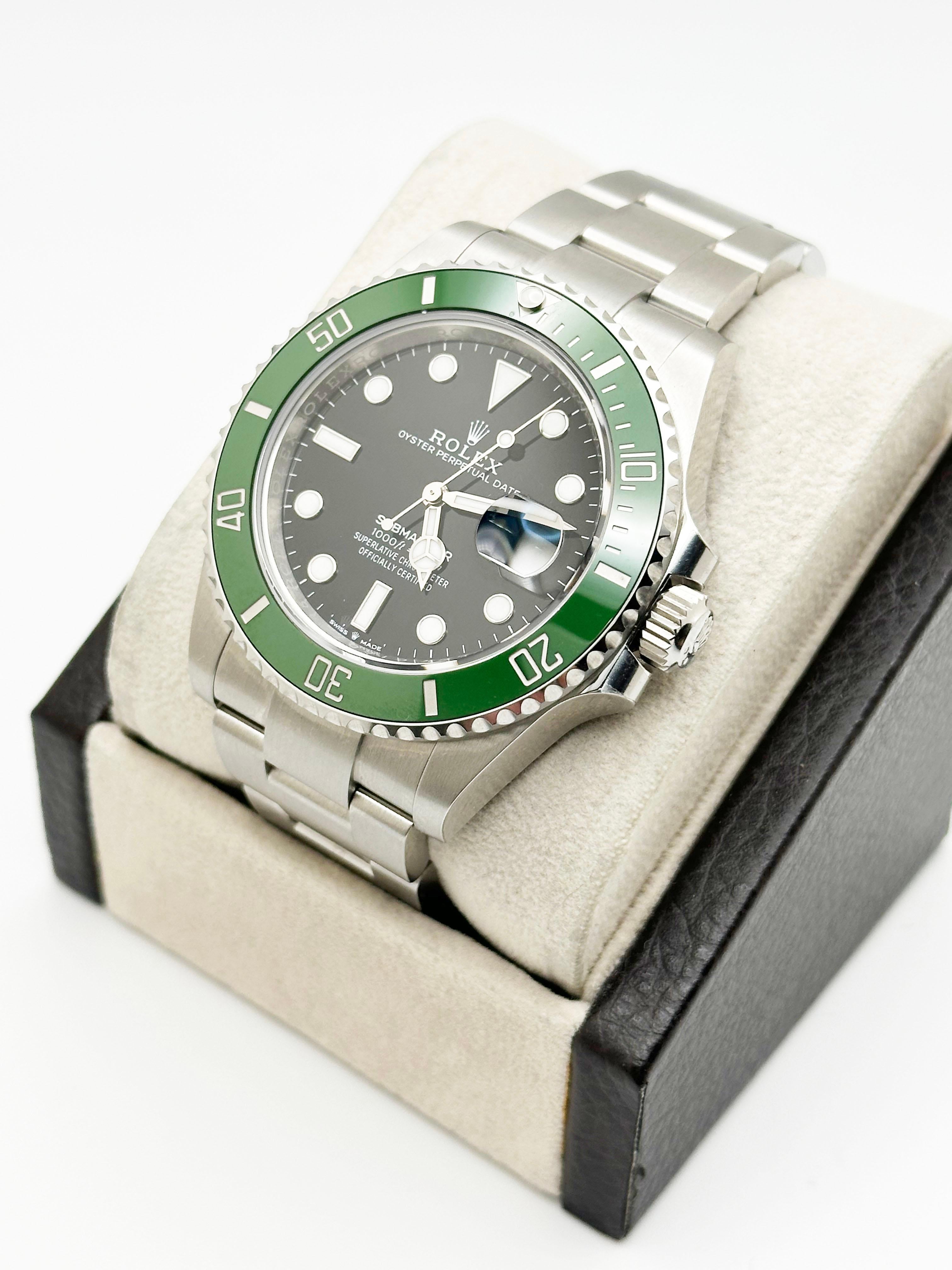 2024 Rolex Submariner Starbucks 126610LV Lunetta in ceramica verde Scatola di carta inossidabile in vendita 2