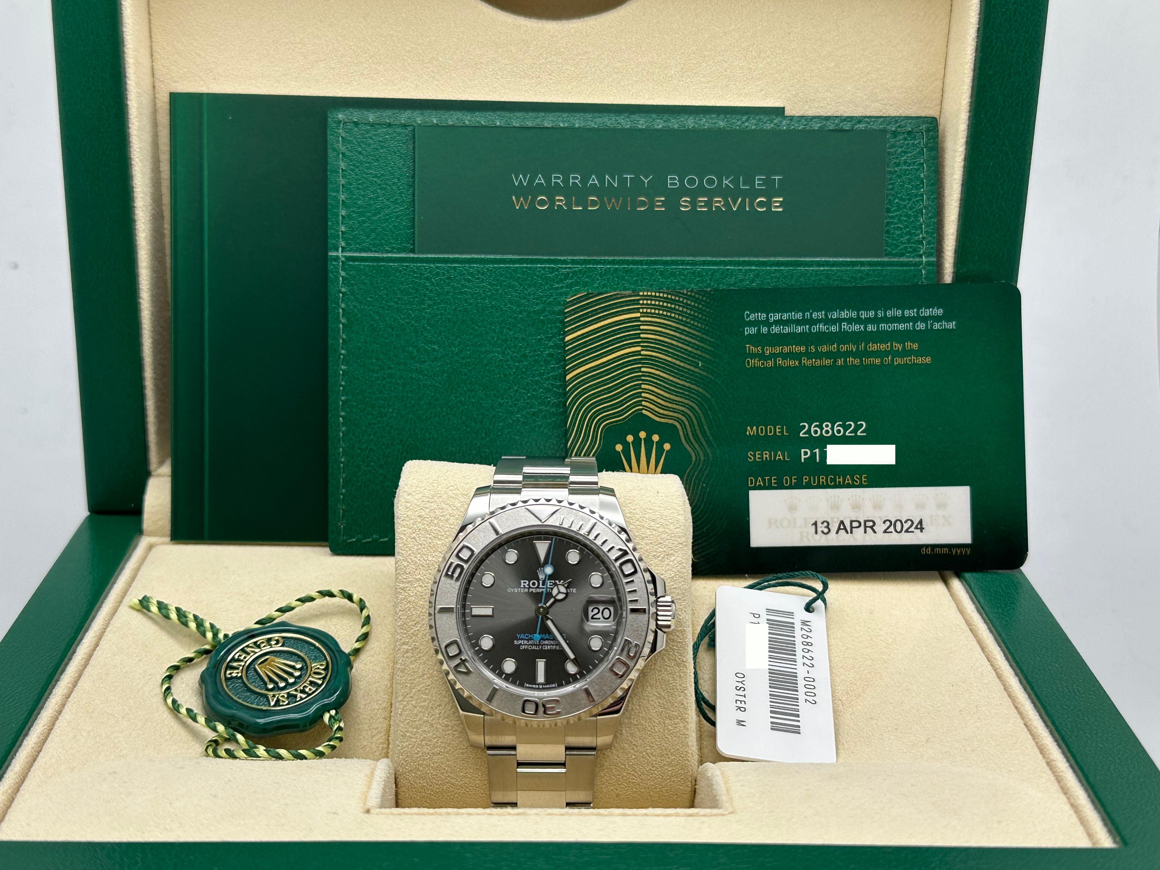 2024 Rolex Yacht Master 268622 Rhodium Dial 37mm Platinum Steel Box Paper For Sale 6