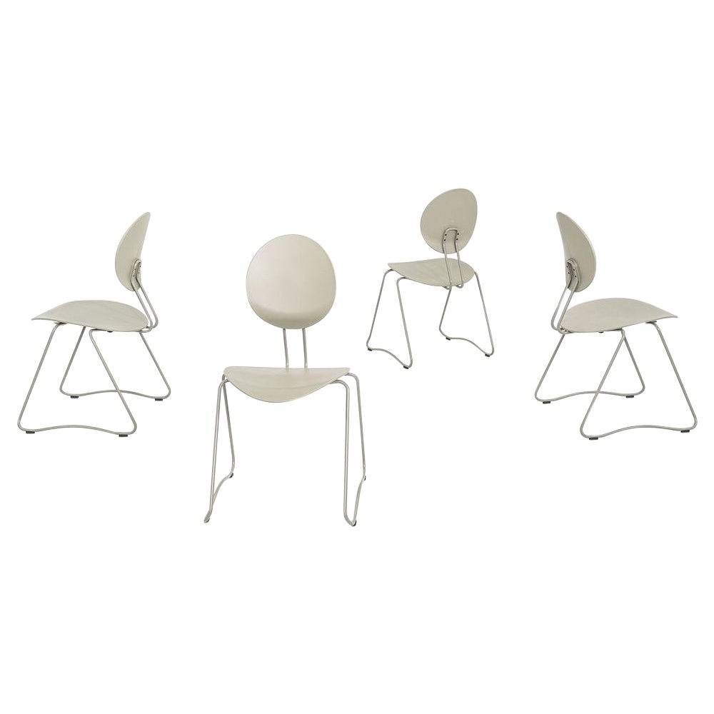2024 Set of Four Verner Panton for Verpan Flex Chair in Grey Frame & Seat For Sale