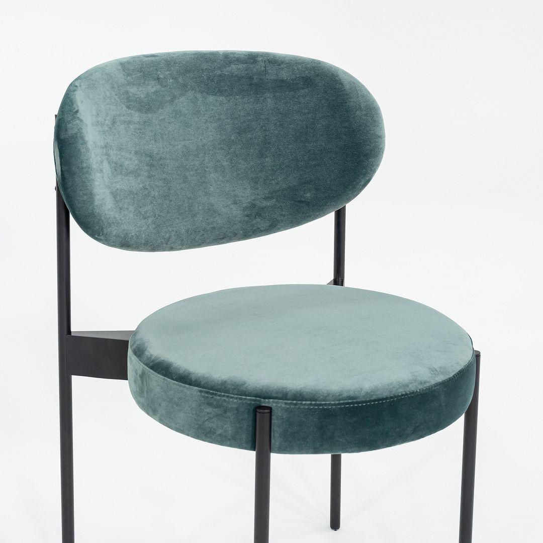 2024 Verner Panton pour Verpan 430 Chaise en velours sarcelle avec structure noire en vente 4