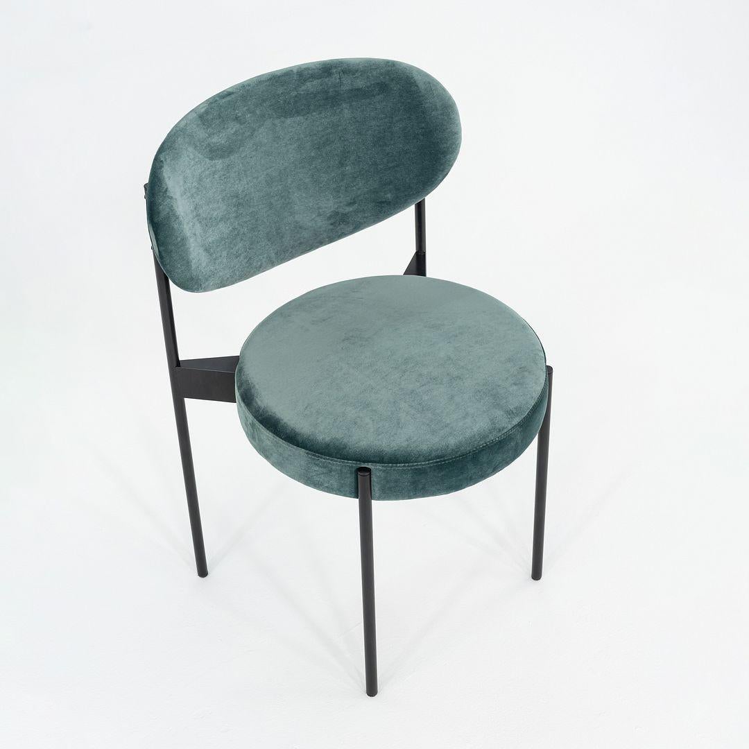 2024 Verner Panton pour Verpan 430 Chaise en velours sarcelle avec structure noire en vente 5