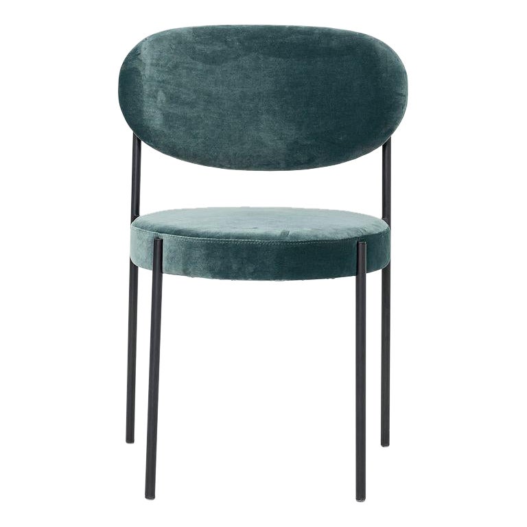 2024 Verner Panton pour Verpan 430 Chaise en velours sarcelle avec structure noire en vente