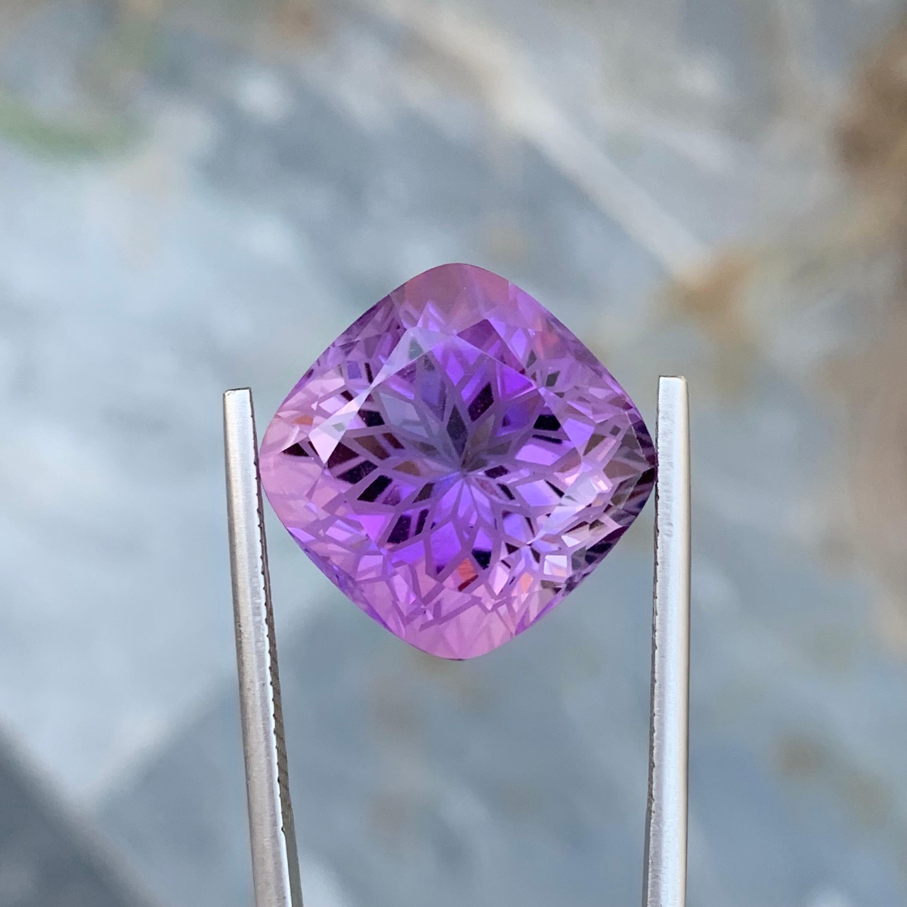 Arts and Crafts 20.25 Carat Natural Loose Amethyst Perfect Square Shape Gem For Necklace  For Sale