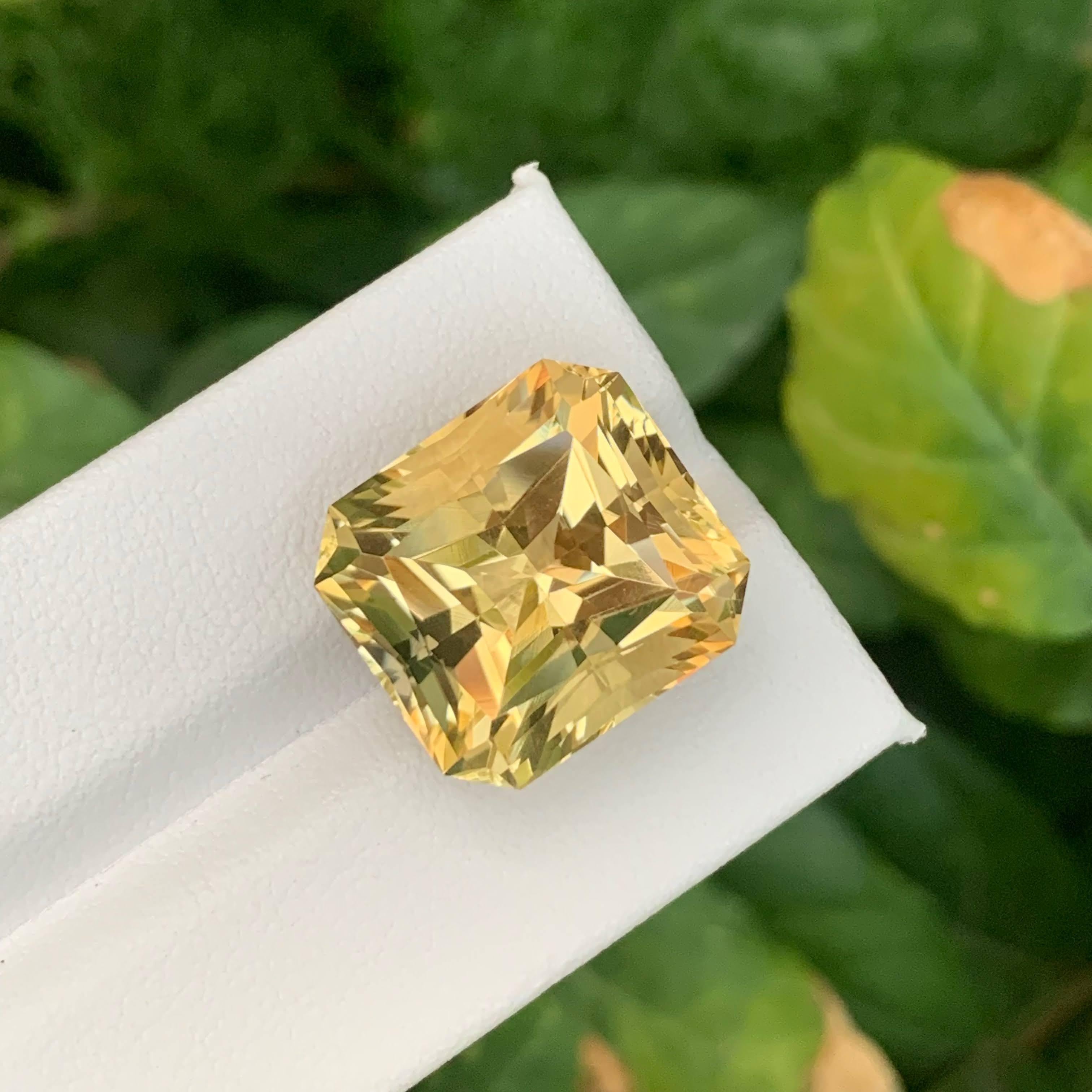 20.25 Carat Natural Loose Citrine Stone Emerald Precision Cut Brazilian Gemstone In New Condition For Sale In Bangkok, TH