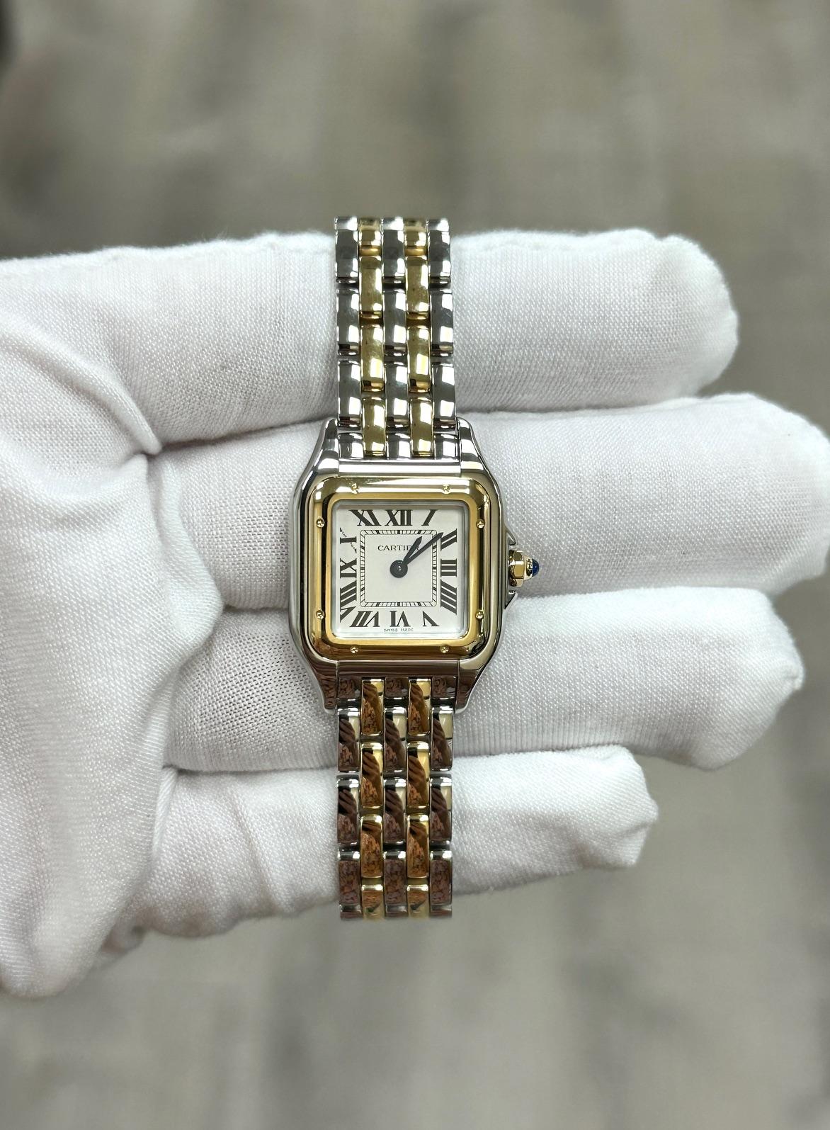 2025 Cartier Panthere Small W2PN0013 23mm 18K Yellow Gold Steel Box Paper For Sale 2