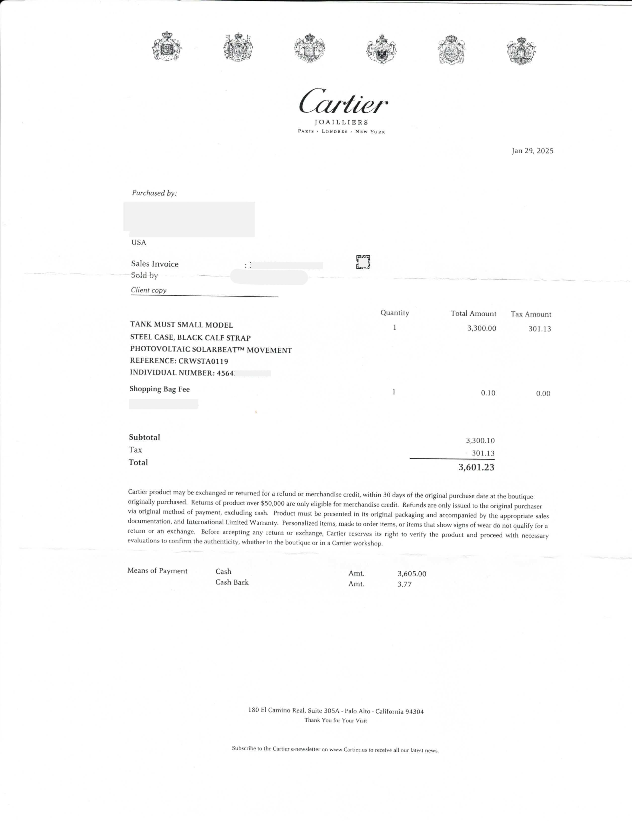 2025 Cartier Tank Must Solarbeat WSTA0119 Movimento fotovoltaico Steele Box Paper In condizioni ottime in vendita a San Diego, CA
