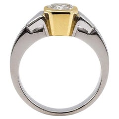2025 Contemporary 18K Two-Tone Gold Ring with 1.30ct Fancy-Cut Diamond and Trill