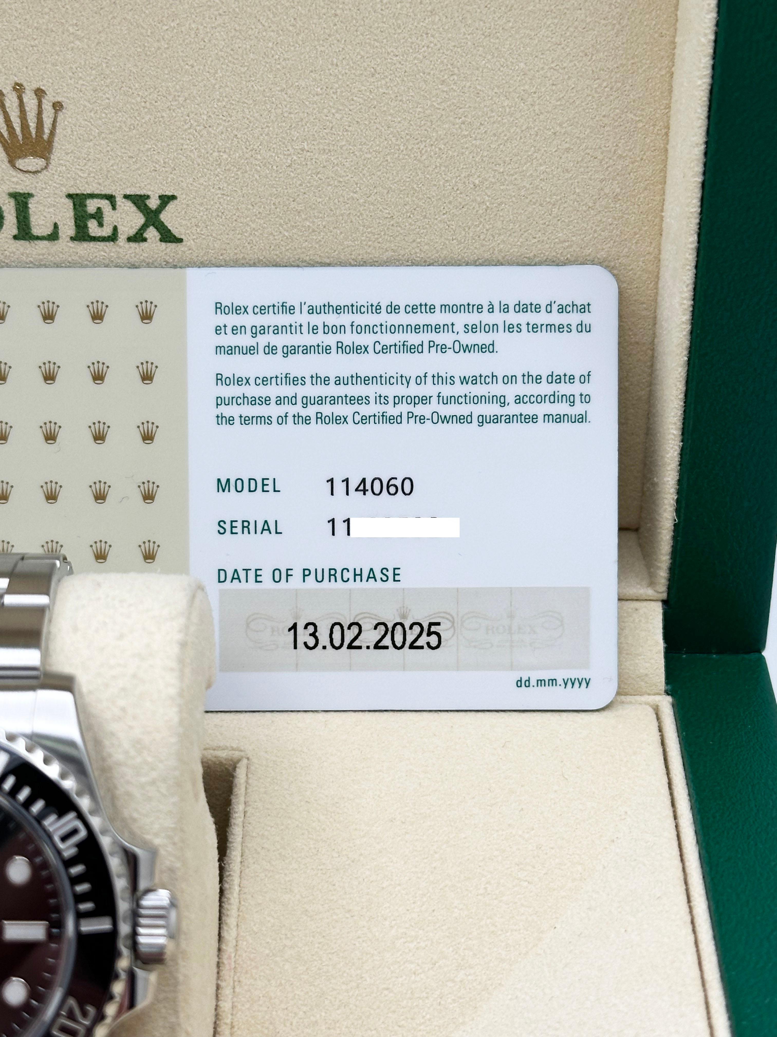 2025 CPO Rolex Submariner No Date 114060 Black Ceramic Stainless Steel 40mm Box In Excellent Condition For Sale In San Diego, CA