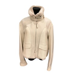 2025 Hermes Paletot Inspi Aviateur Blanc Casse Jacket NEW WITH TAGS!!