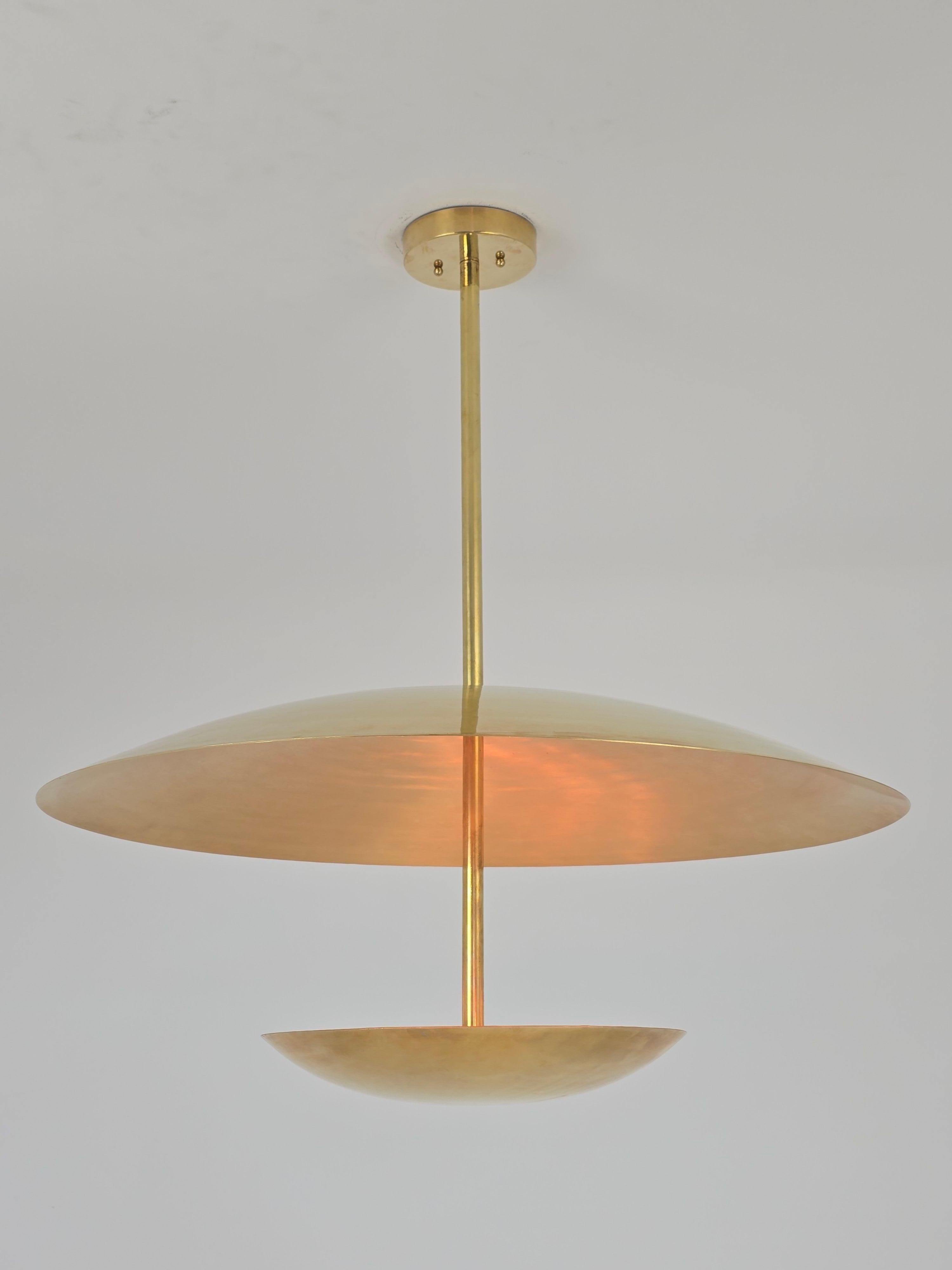Spun 2025 Huge Brass Concave Convex Uplighter  Pendant For Sale